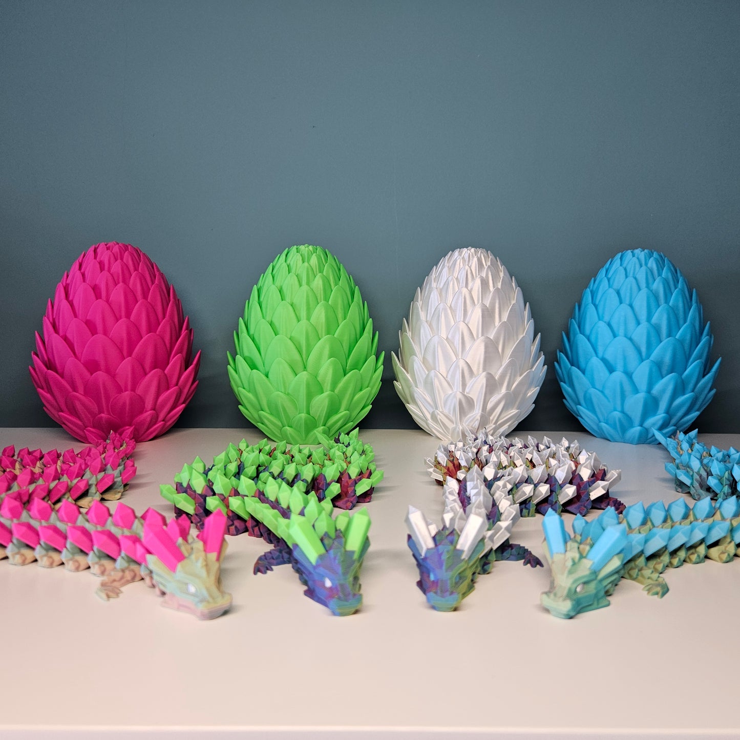 49cm Flexible Crystal Dragons. Matching 15cm Egg Optional.