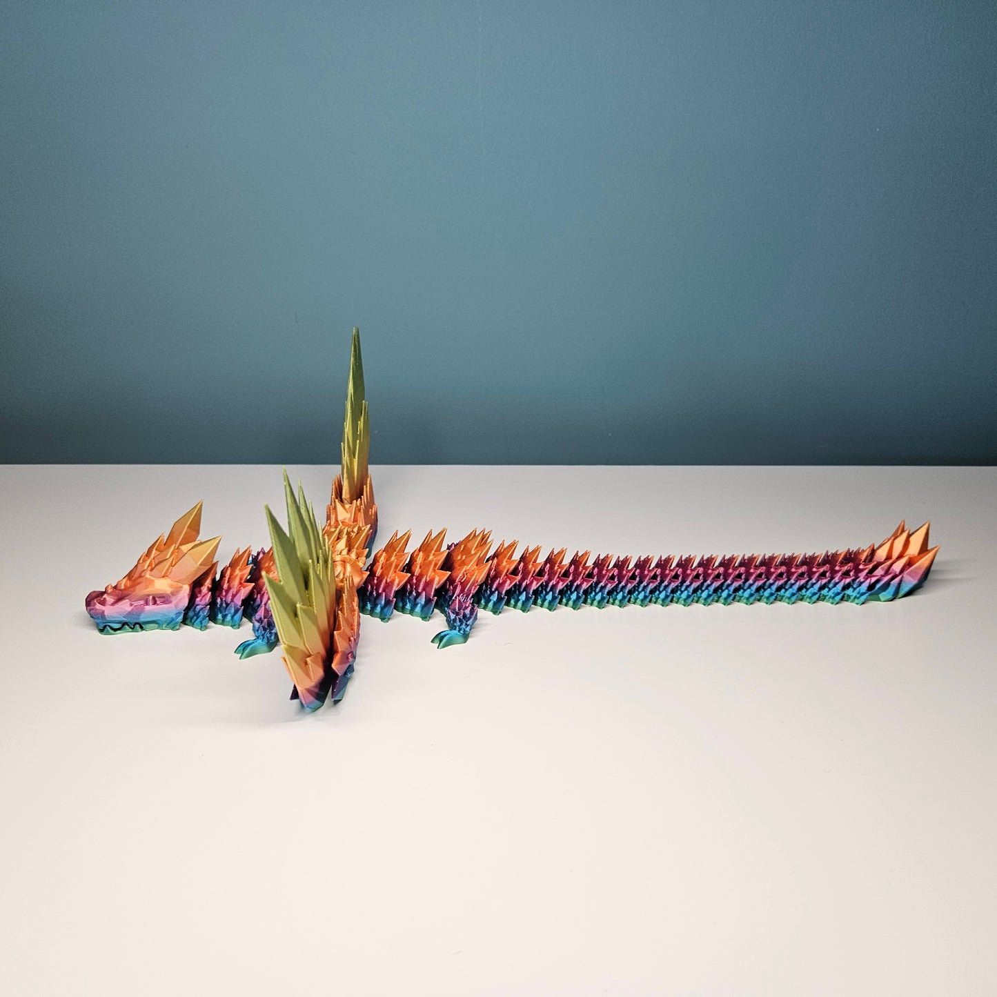 35cm (14") 3D Printed Winged Dragon in Rainbow by Flexymals.co.uk