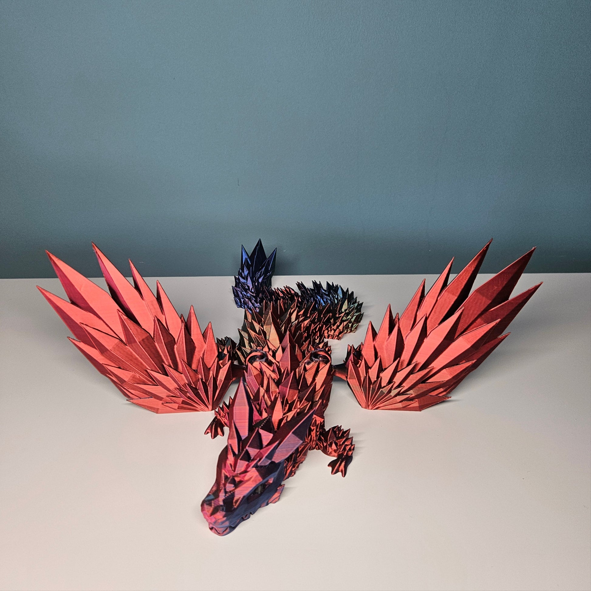 46cm (18") 3D Printed Winged Dragon in Red, Blue & Green by Flexymals.co.uk