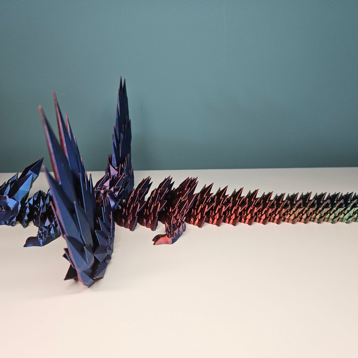 46cm (18") 3D Printed Winged Dragon in Red, Blue & Green by Flexymals.co.uk