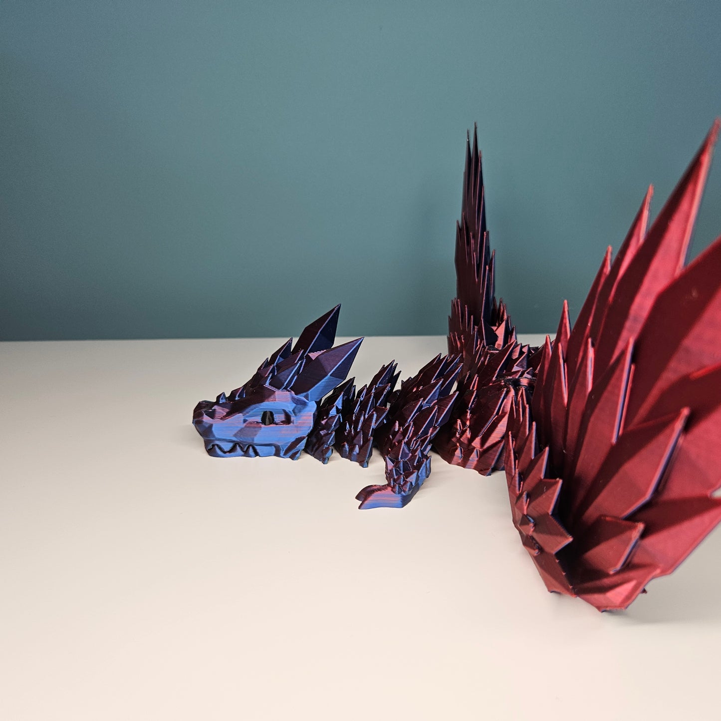 46cm (18") 3D Printed Winged Dragon in Red, Blue & Green by Flexymals.co.uk