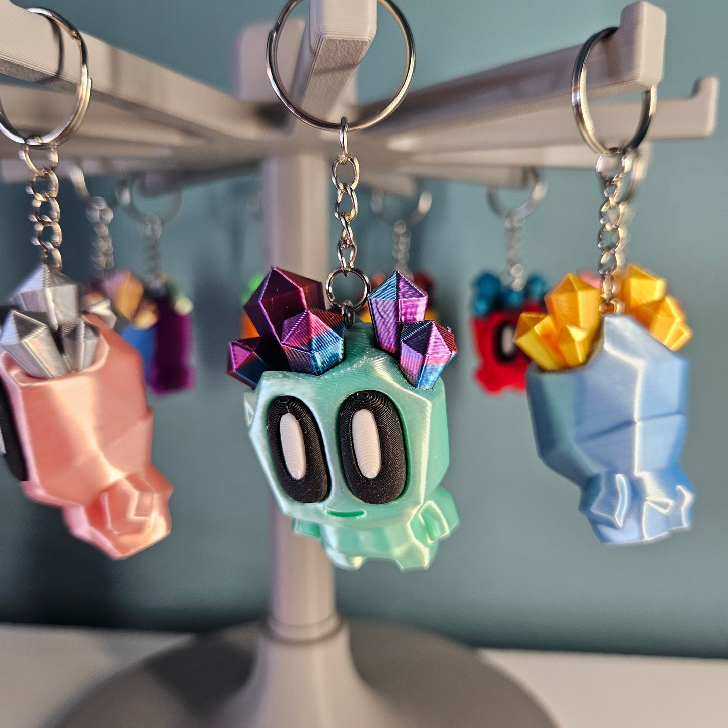 Cute Character Keyring / Key Chain with Cool Crystal Effect Hair by Flexymals.co.uk