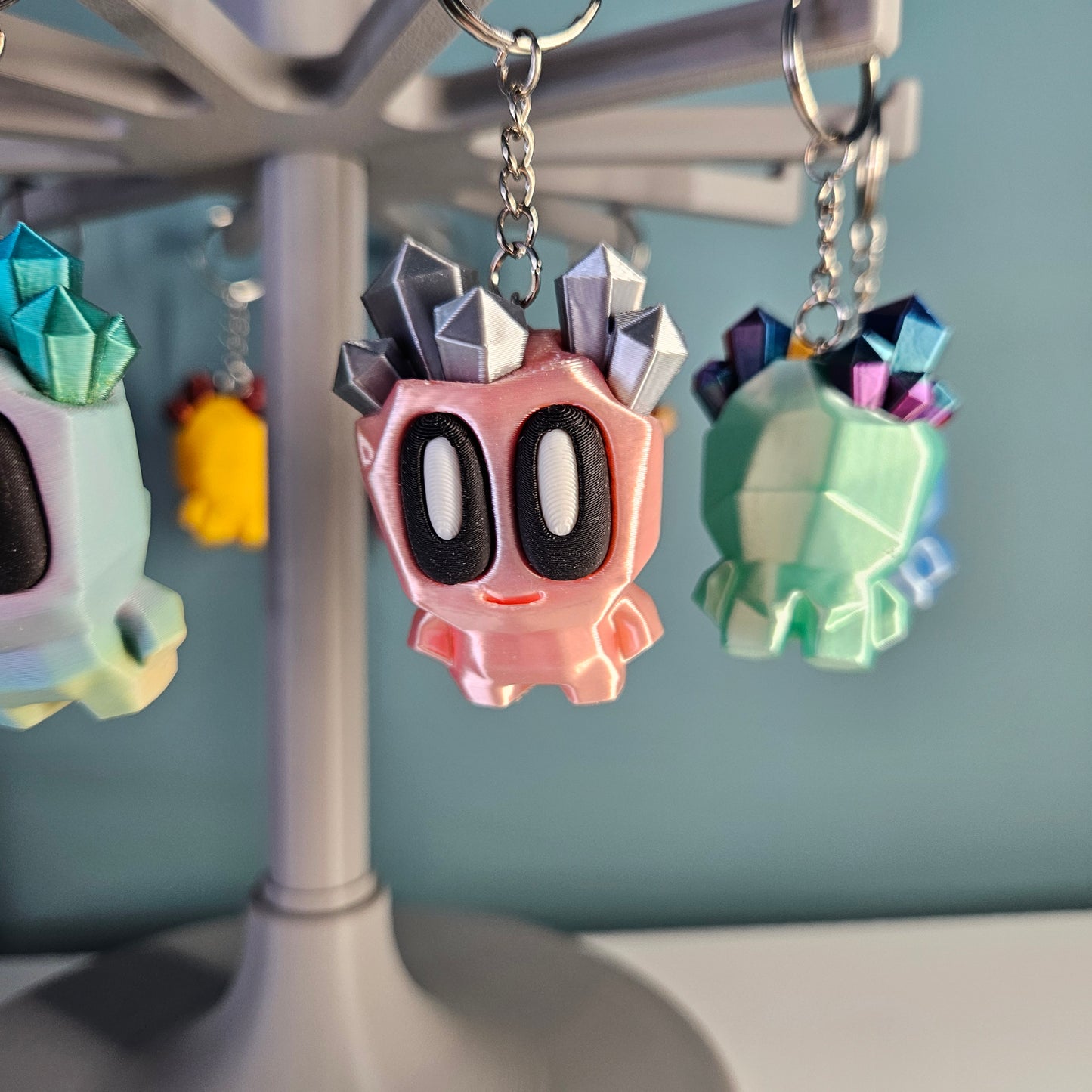 Cute Character Keyring / Key Chain with Cool Crystal Effect Hair by Flexymals.co.uk