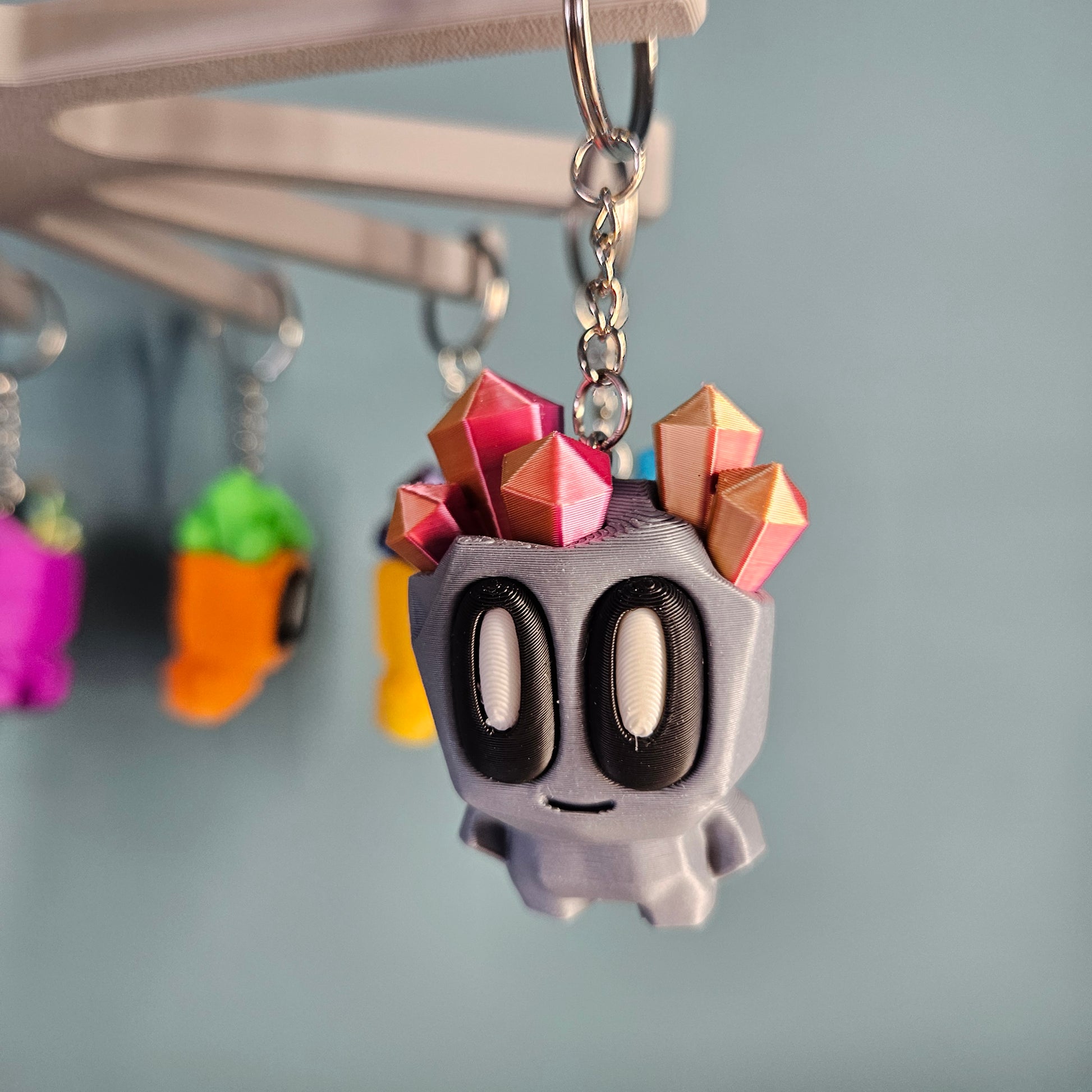 Cute Character Keyring / Key Chain with Cool Crystal Effect Hair by Flexymals.co.uk