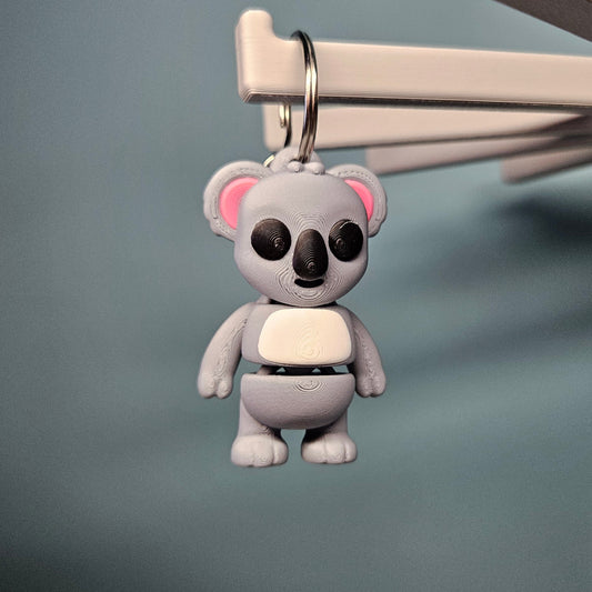 Koala Keyring / Key Chain in Grey. Articulated Fidget Animal by Flexymals.co.uk