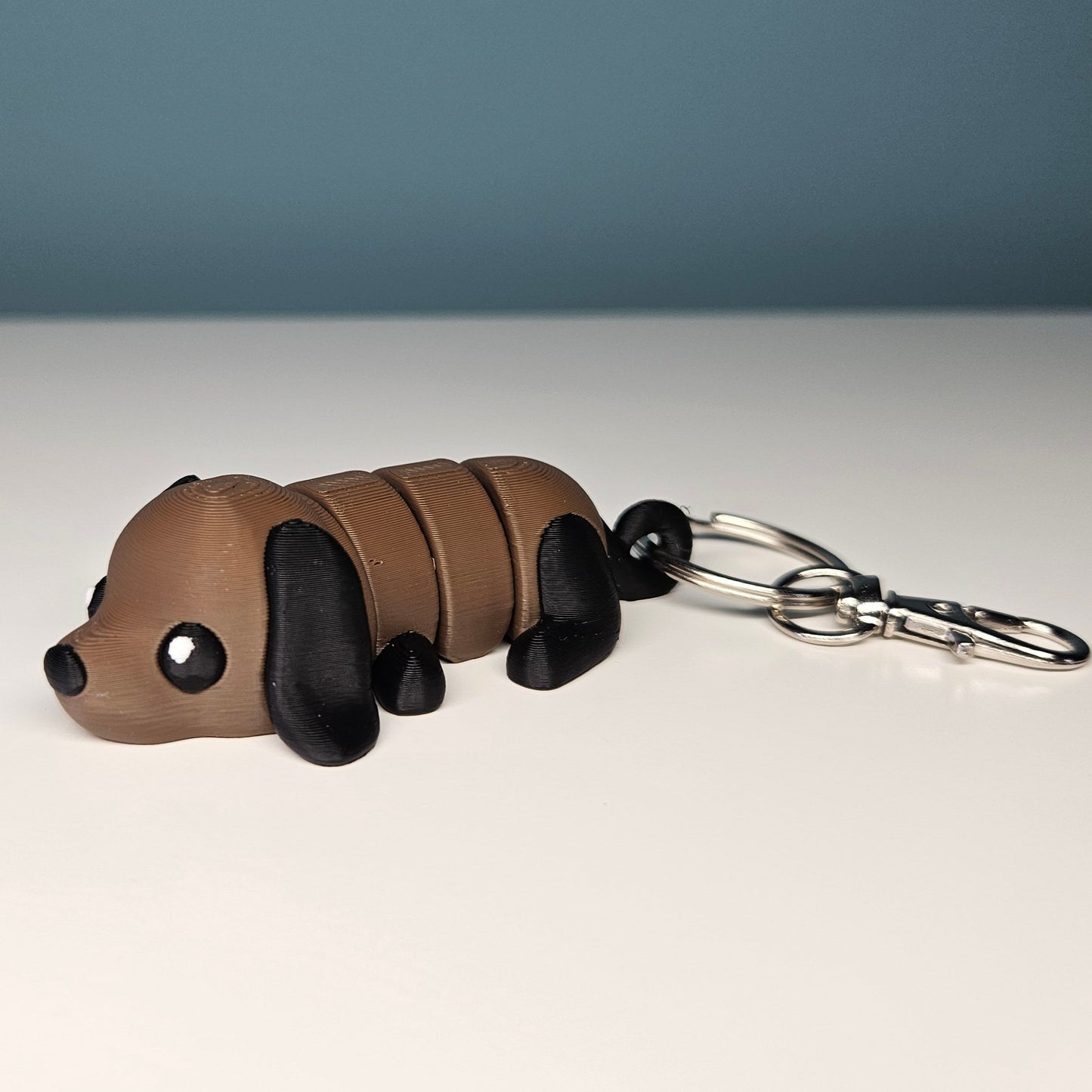 Dog Keyring / Key Chain in Brown. Articulated Fidget Animal by Flexymals.co.uk
