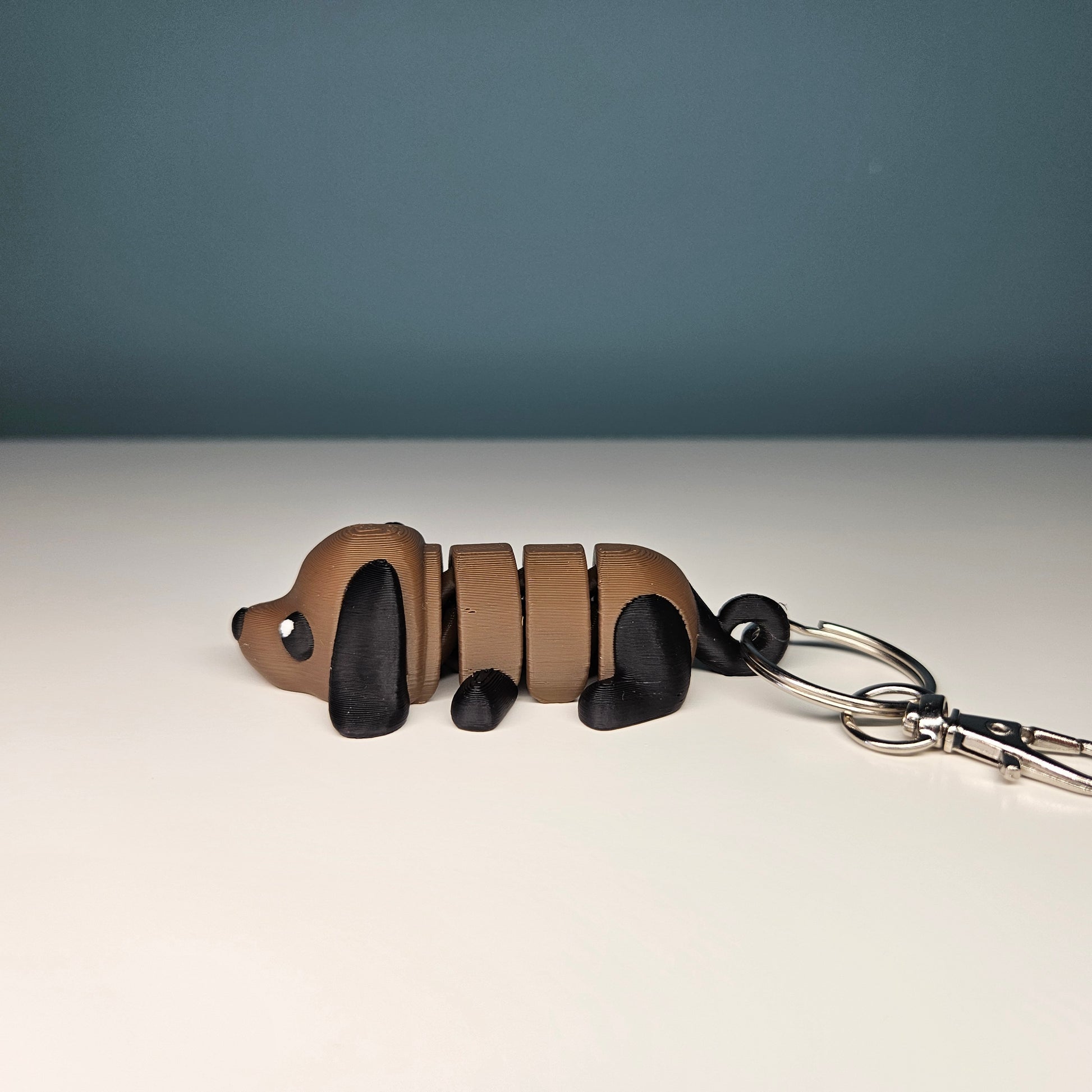Dog Keyring / Key Chain in Brown. Articulated Fidget Animal by Flexymals.co.uk