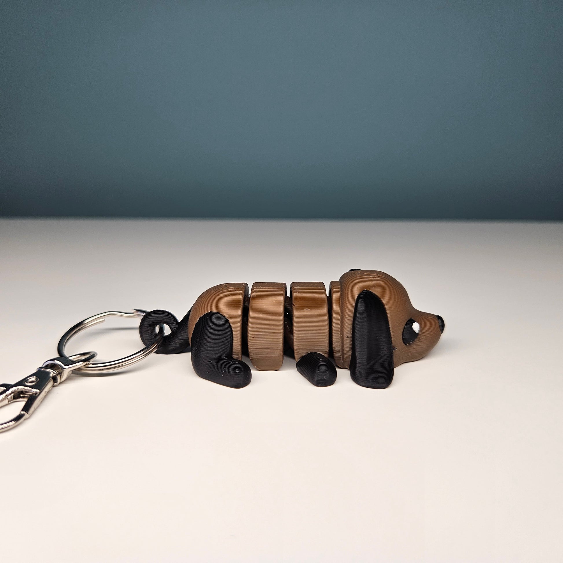 Dog Keyring / Key Chain in Brown. Articulated Fidget Animal by Flexymals.co.uk