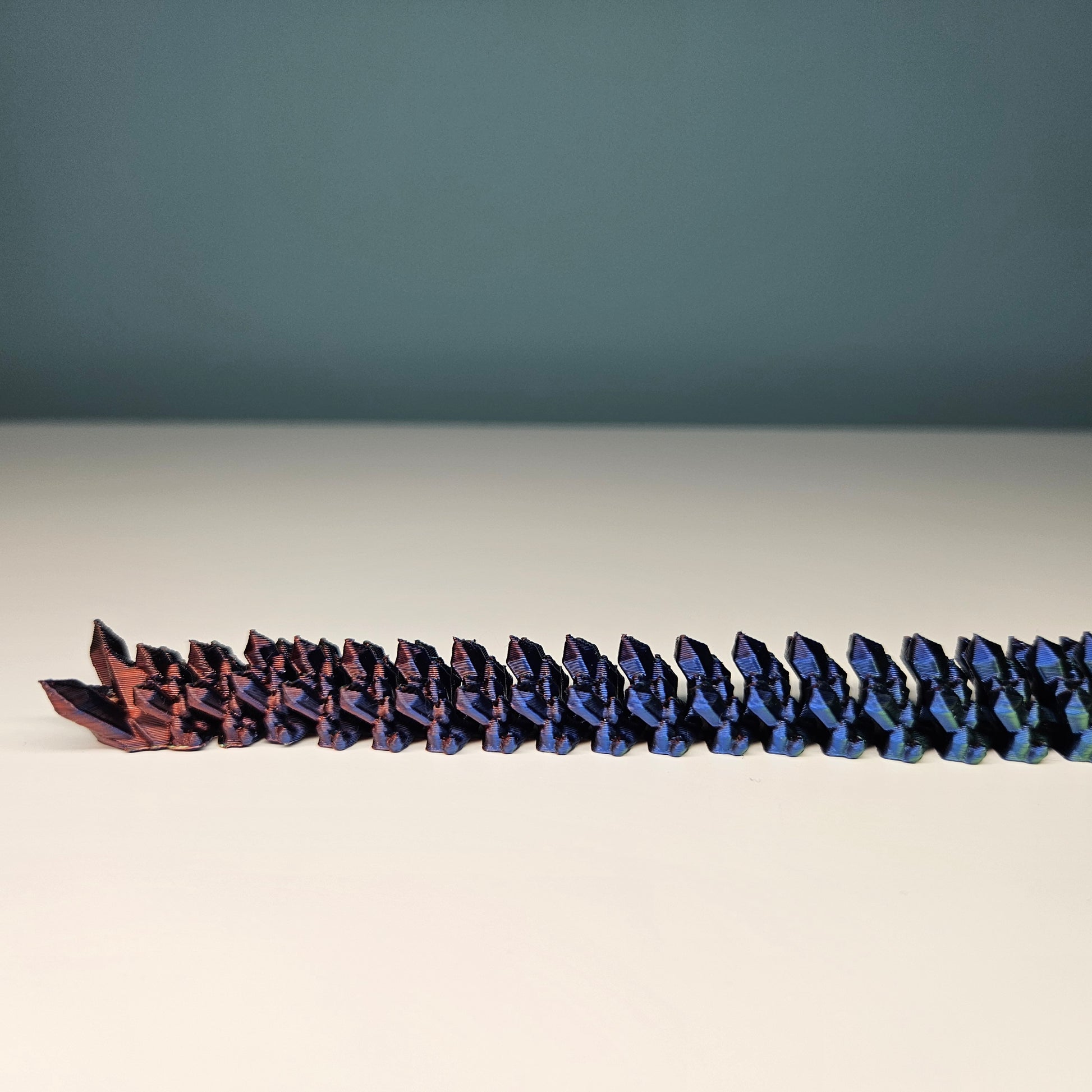 32cm 3D Printed Articulated Crystal Dragon & Egg in Red, Blue & Green by Flexymals.co.uk
