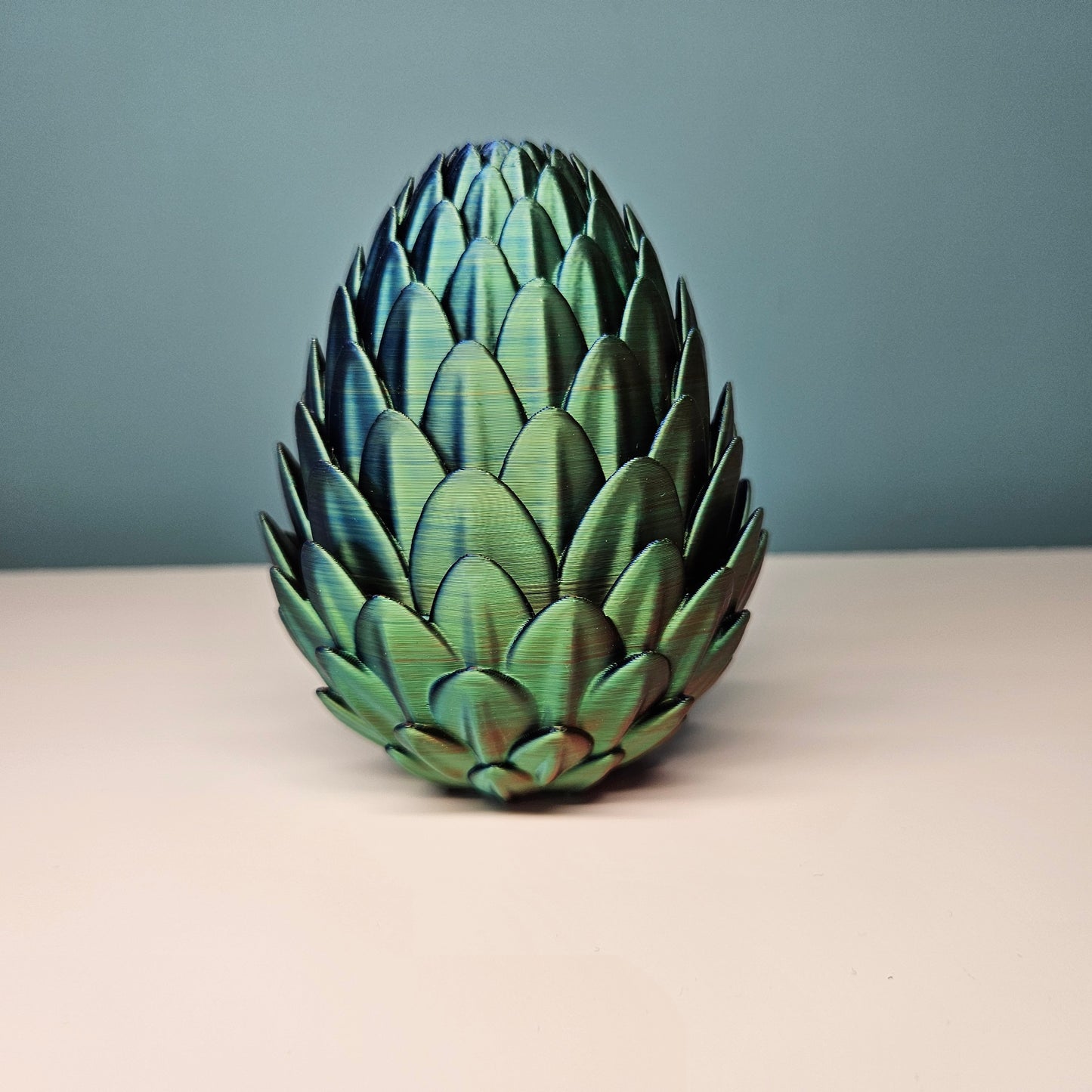 32cm 3D Printed Articulated Crystal Dragon & Egg in Red, Blue & Green by Flexymals.co.uk