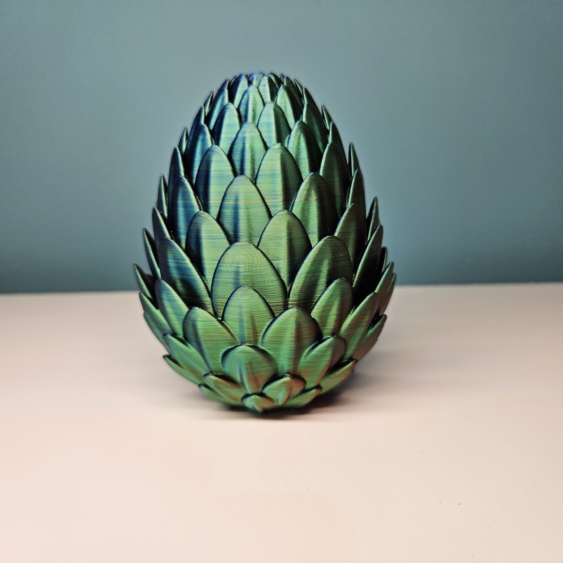 32cm 3D Printed Articulated Crystal Dragon & Egg in Red, Blue & Green by Flexymals.co.uk