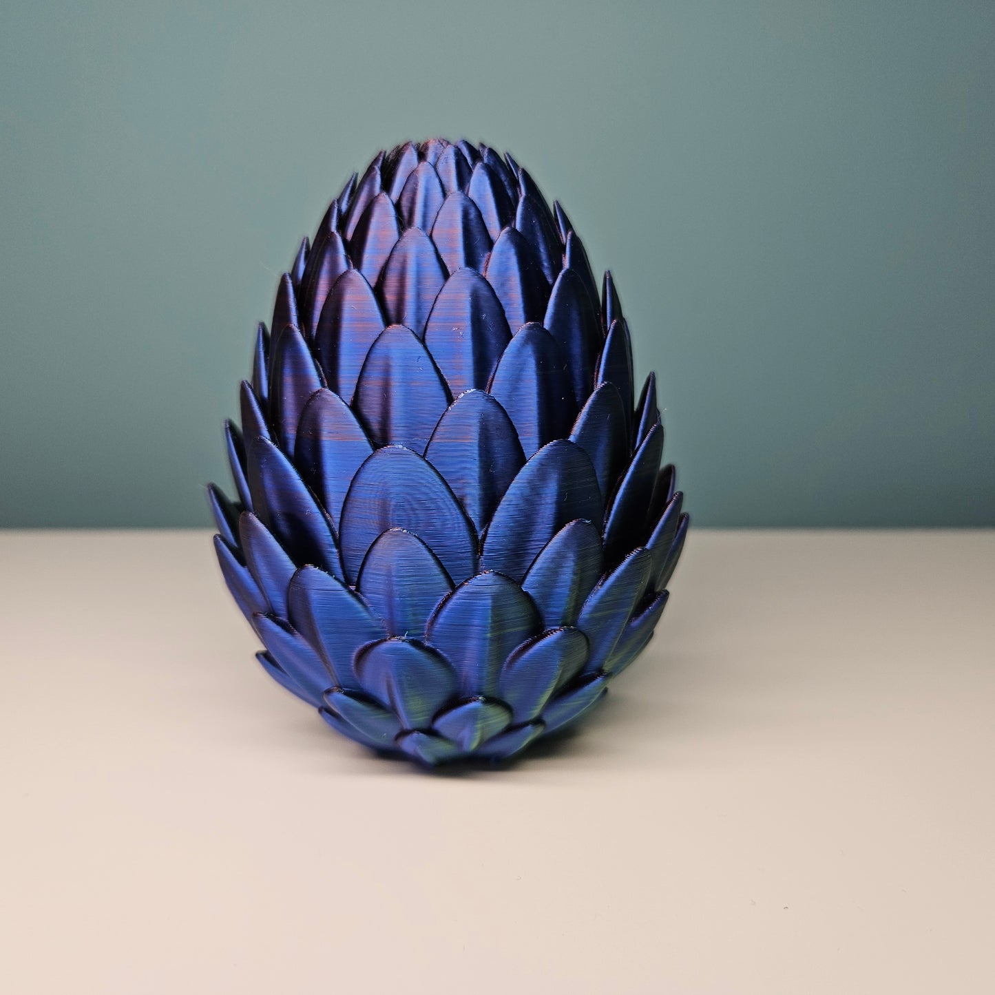 32cm 3D Printed Articulated Crystal Dragon & Egg in Red, Blue & Green by Flexymals.co.uk