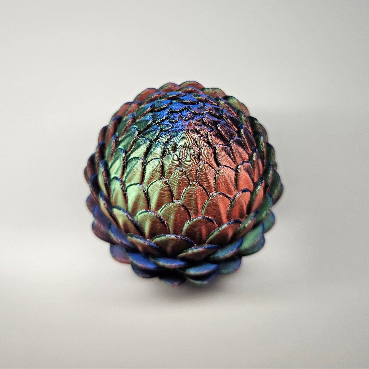 32cm 3D Printed Articulated Crystal Dragon & Egg in Red, Blue & Green by Flexymals.co.uk