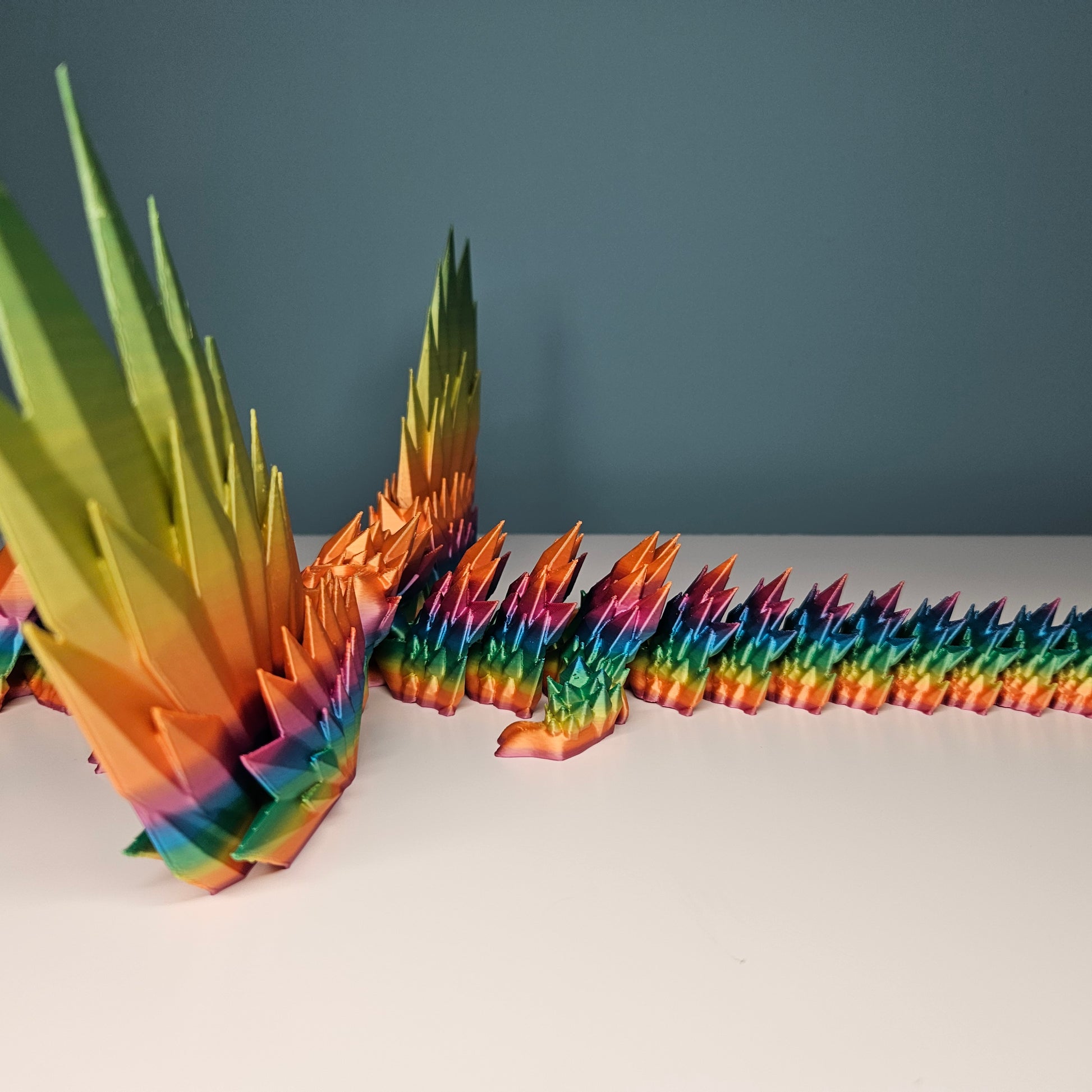 46cm (18") 3D Printed Winged Dragon in Rainbow by Flexymals.co.uk