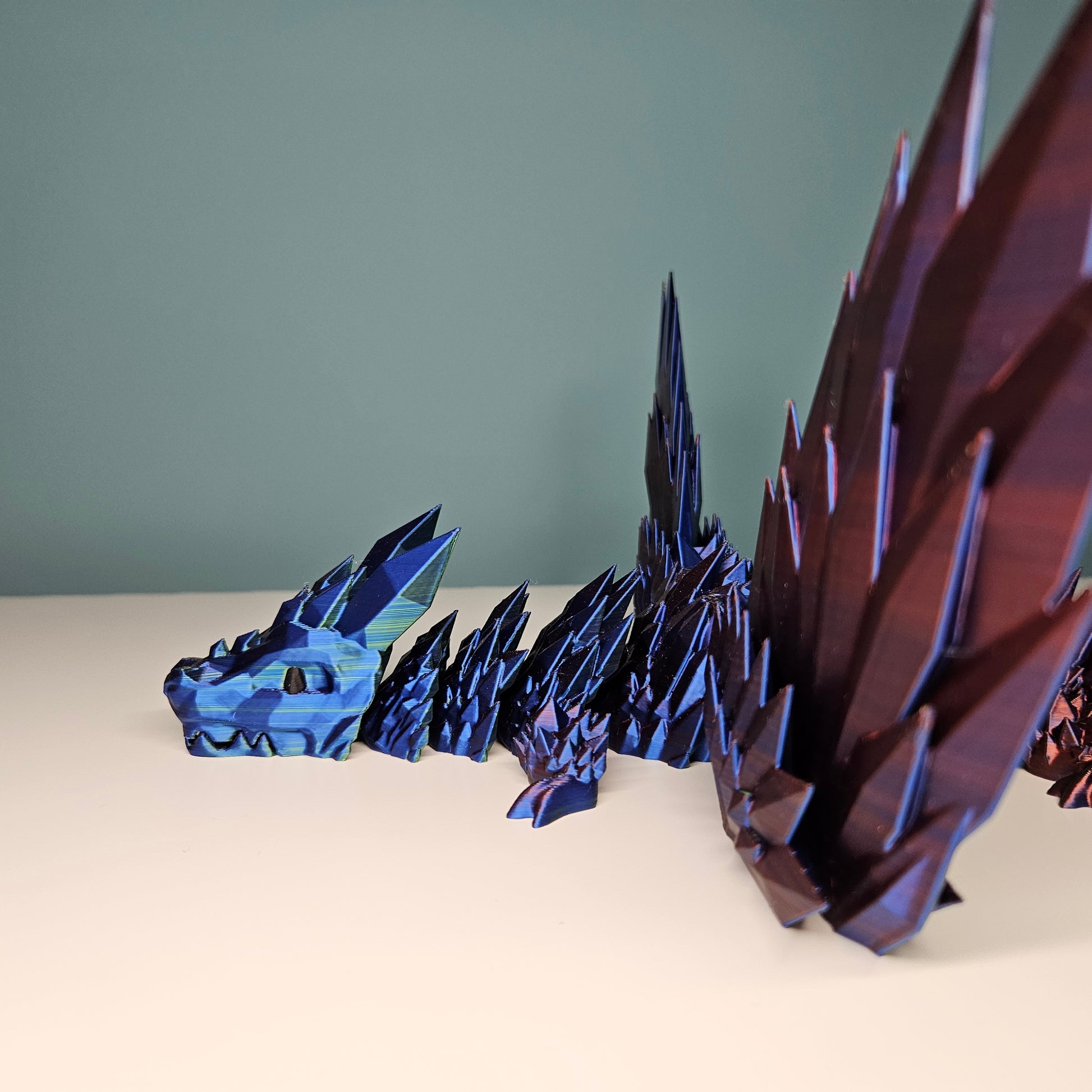 46cm (18") 3D Printed Winged Dragon in Red, Green & Blue by Flexymals.co.uk