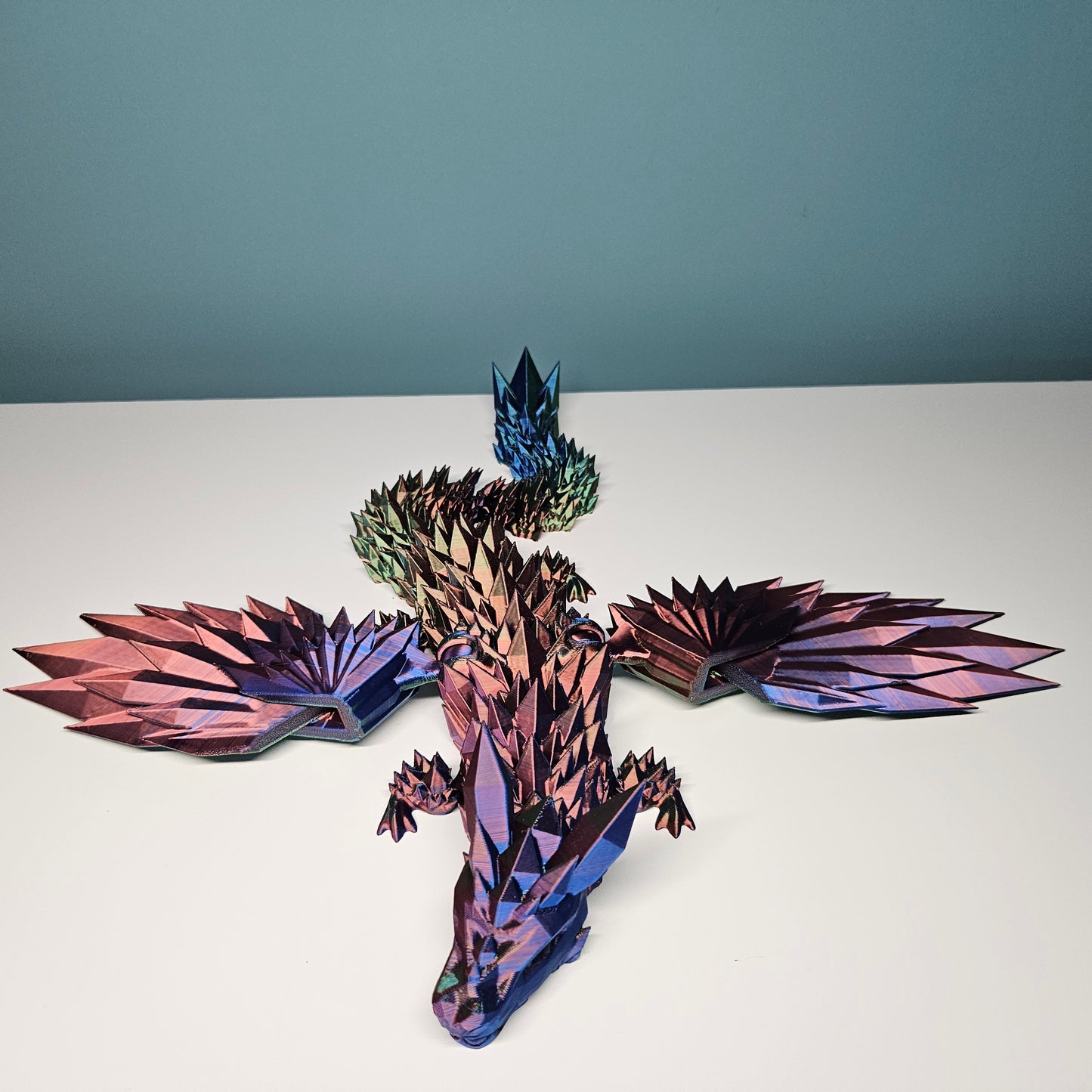 46cm (18") 3D Printed Winged Dragon in Red, Green & Blue by Flexymals.co.uk