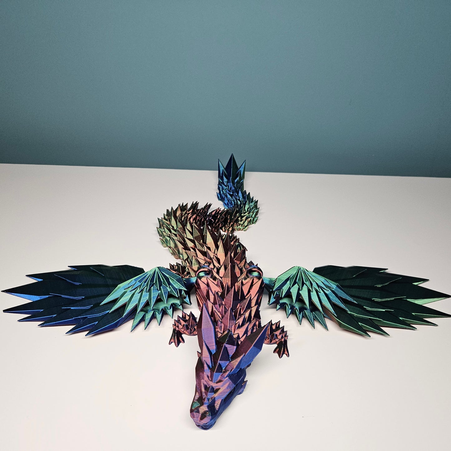 46cm (18") 3D Printed Winged Dragon in Red, Green & Blue by Flexymals.co.uk