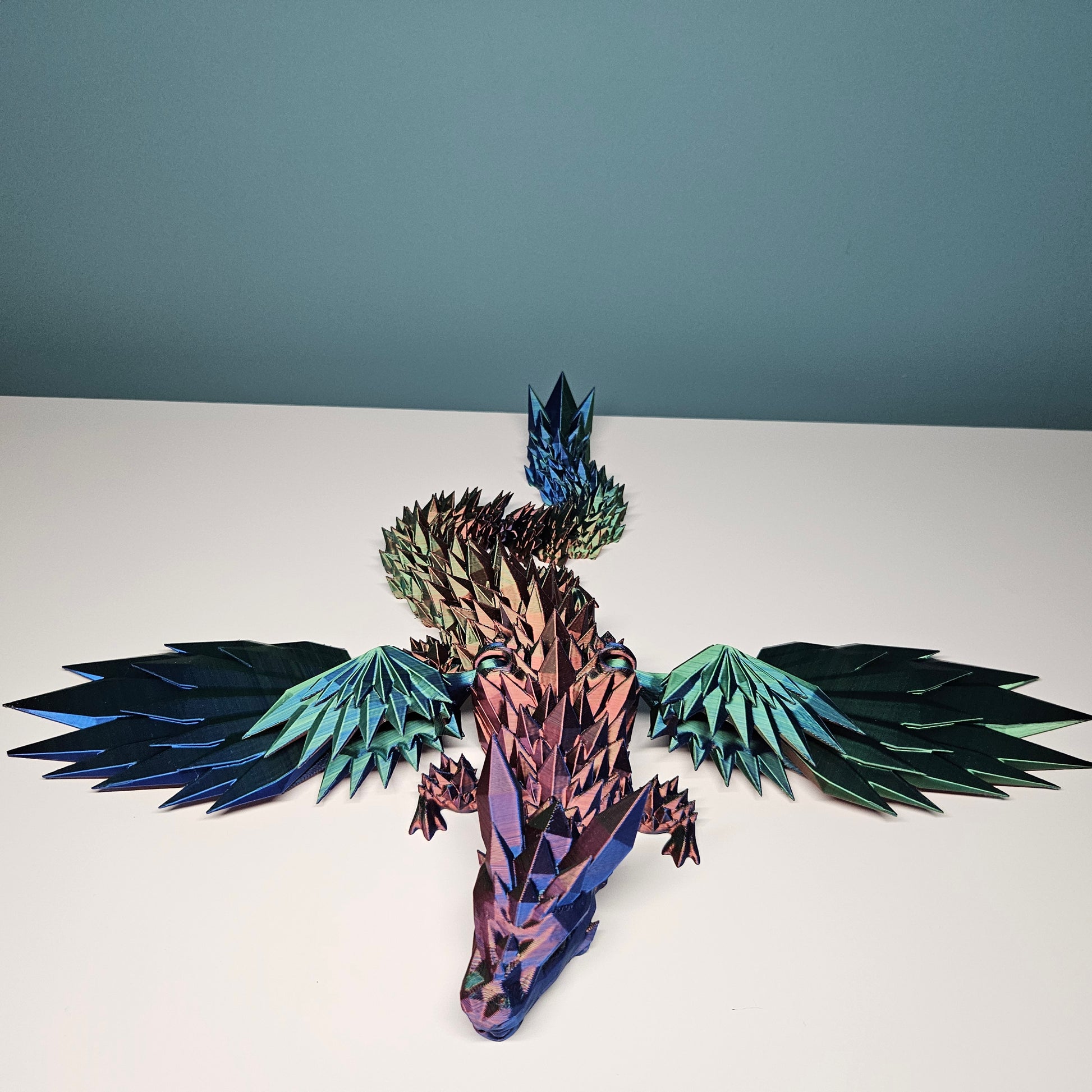 46cm (18") 3D Printed Winged Dragon in Red, Green & Blue by Flexymals.co.uk