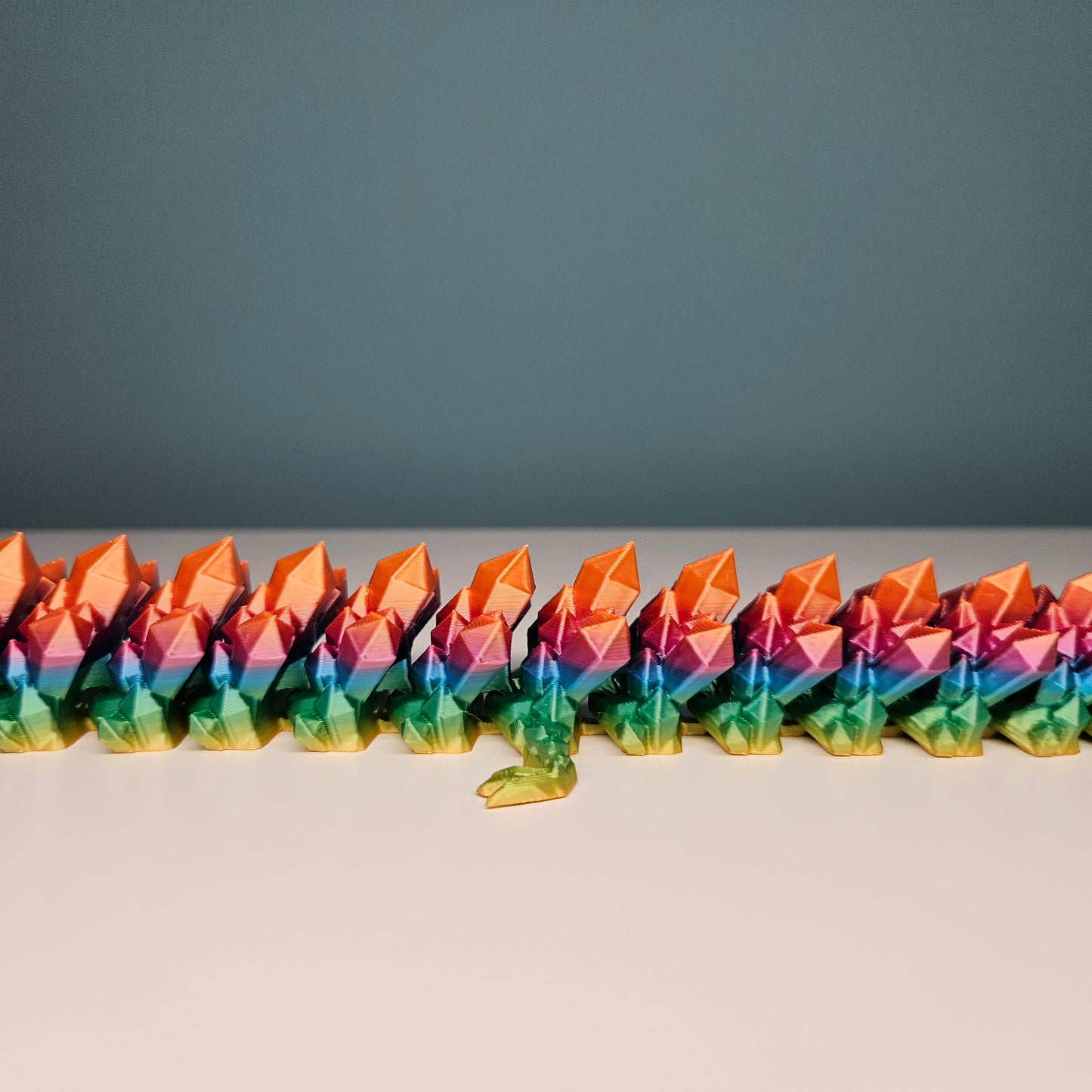 60cm 3D Printed Articulated Crystal Dragon & Egg in Rainbow by Flexymals.co.uk