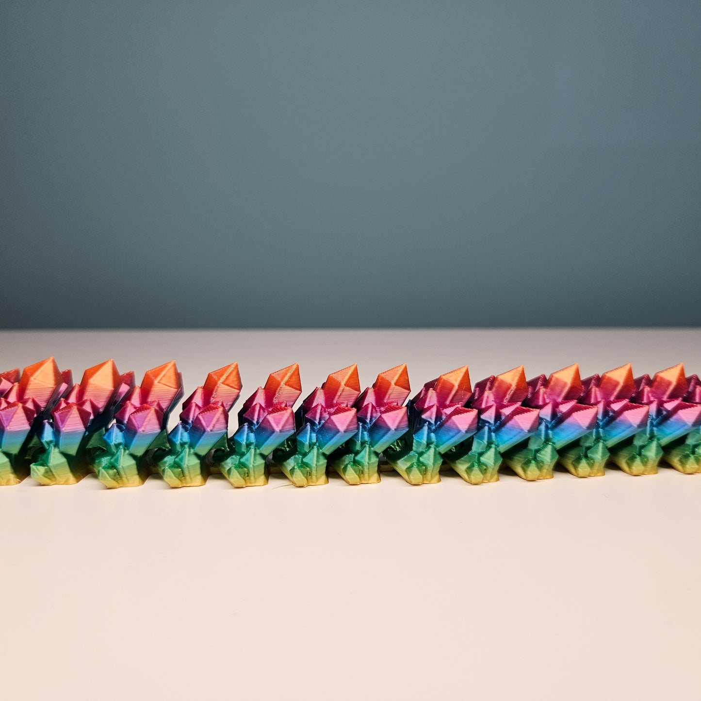 60cm 3D Printed Articulated Crystal Dragon & Egg in Rainbow by Flexymals.co.uk