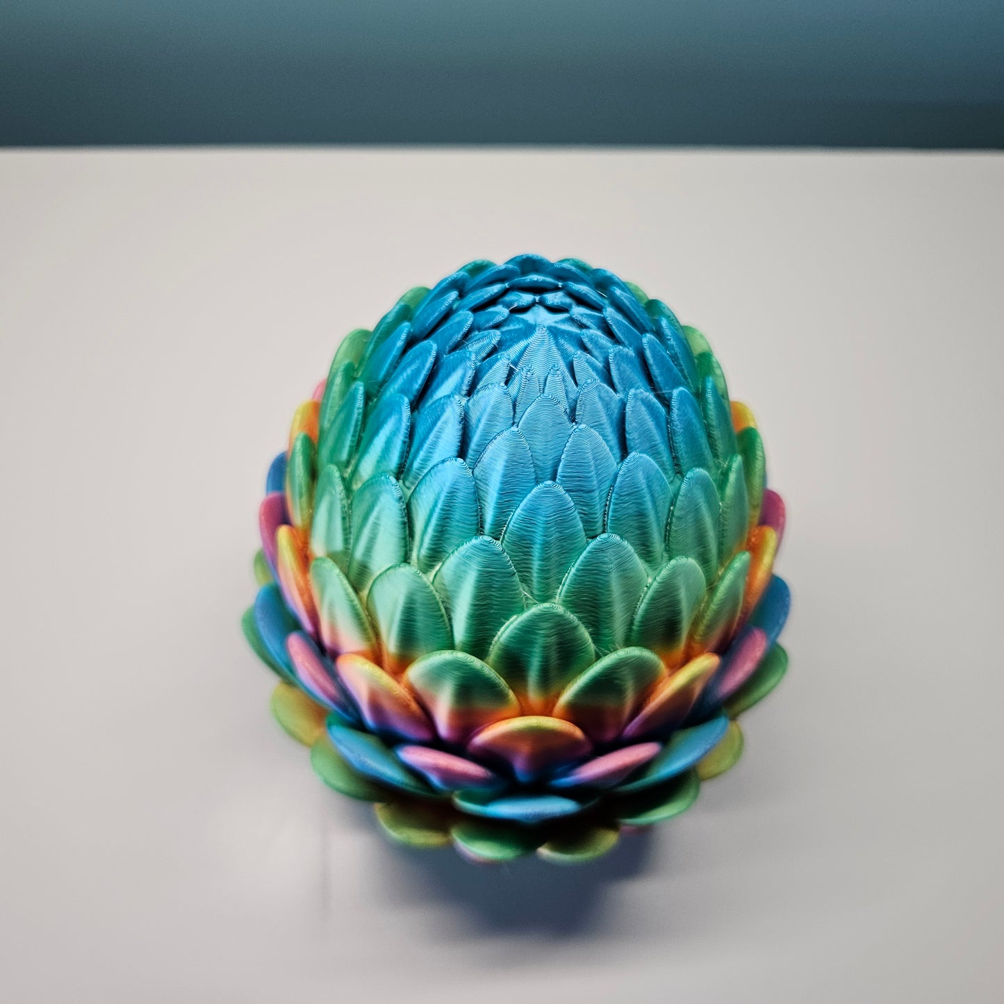 60cm 3D Printed Articulated Crystal Dragon & Egg in Rainbow by Flexymals.co.uk