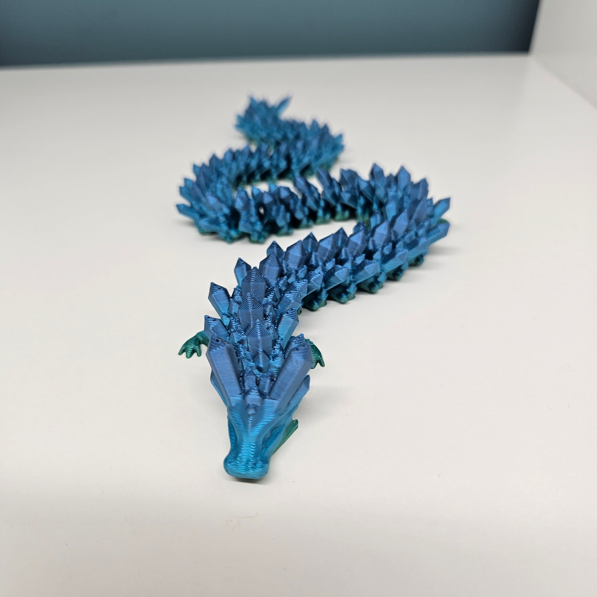 32cm 3D Printed Articulated Crystal Dragon & Egg in Rainbow by Flexymals.co.uk