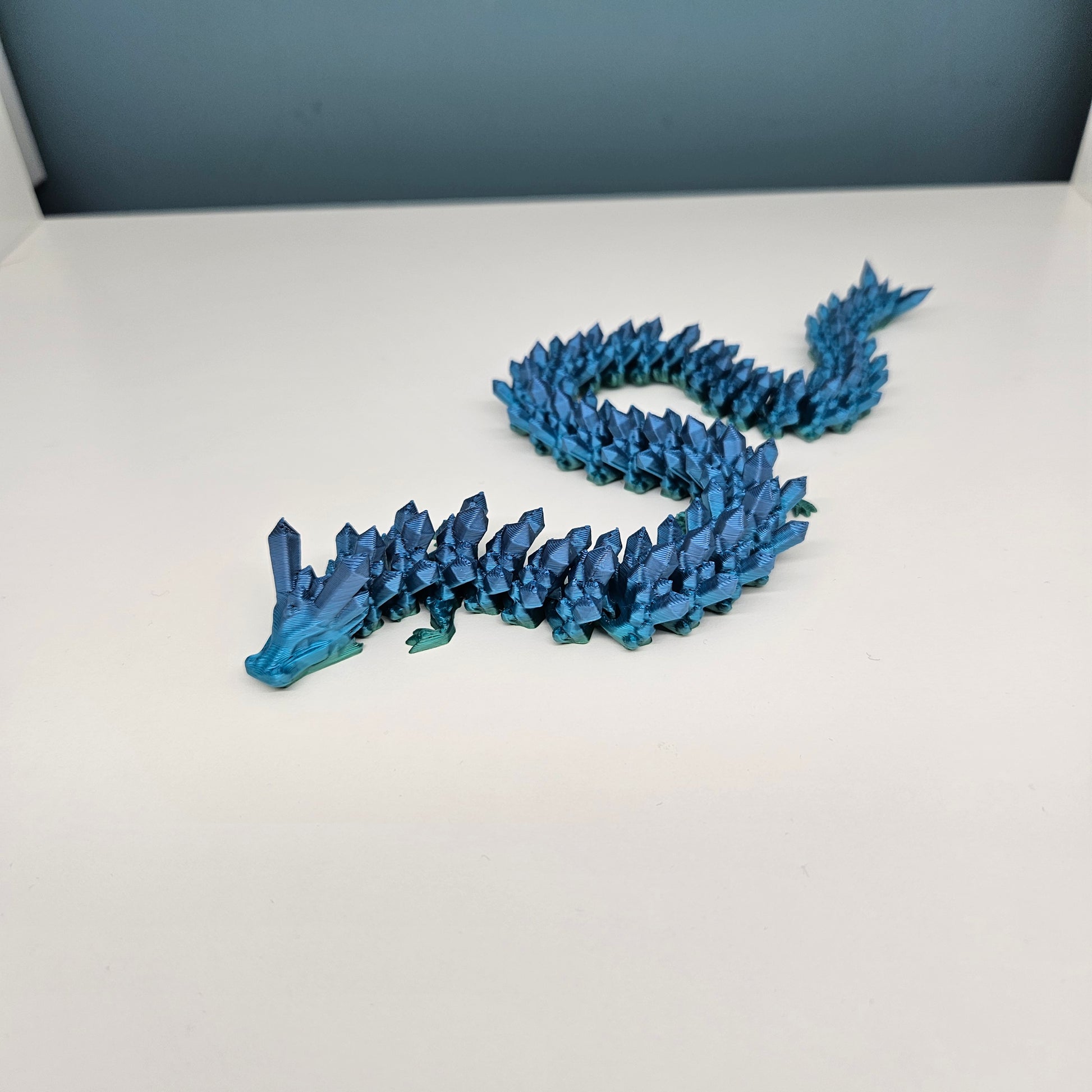 32cm 3D Printed Articulated Crystal Dragon & Egg in Rainbow by Flexymals.co.uk