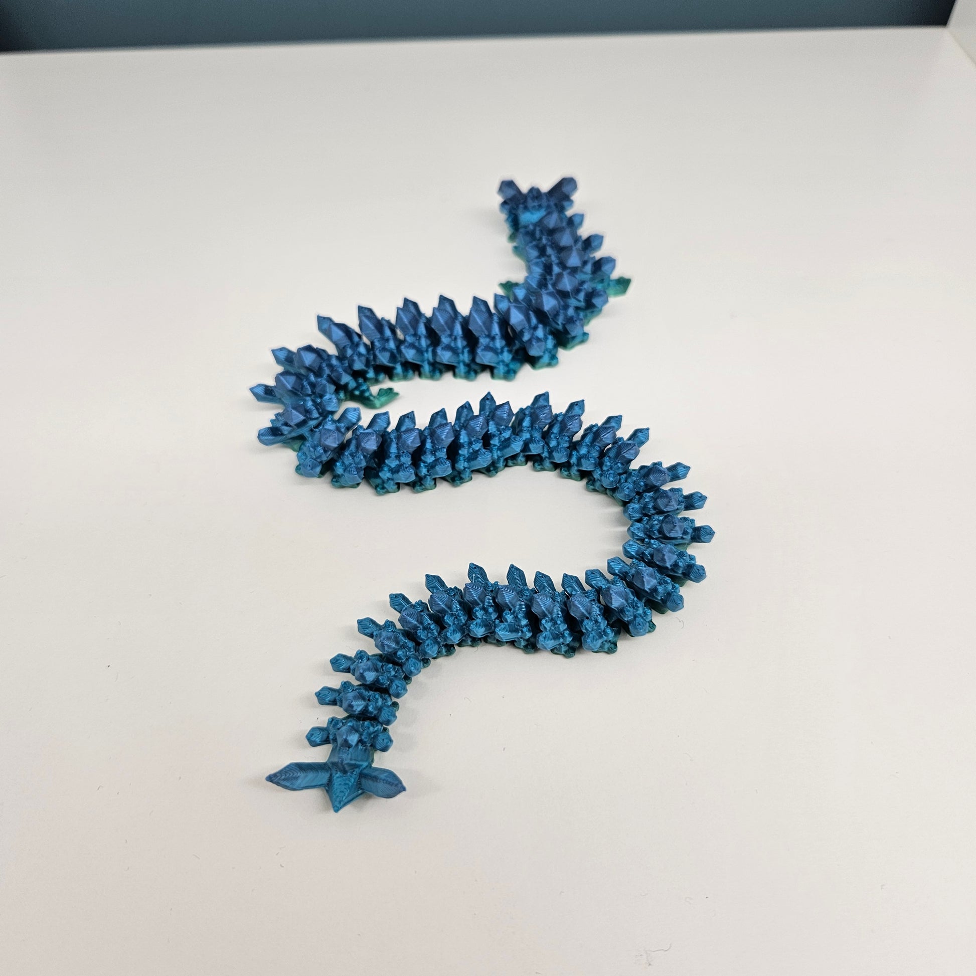 32cm 3D Printed Articulated Crystal Dragon & Egg in Rainbow by Flexymals.co.uk