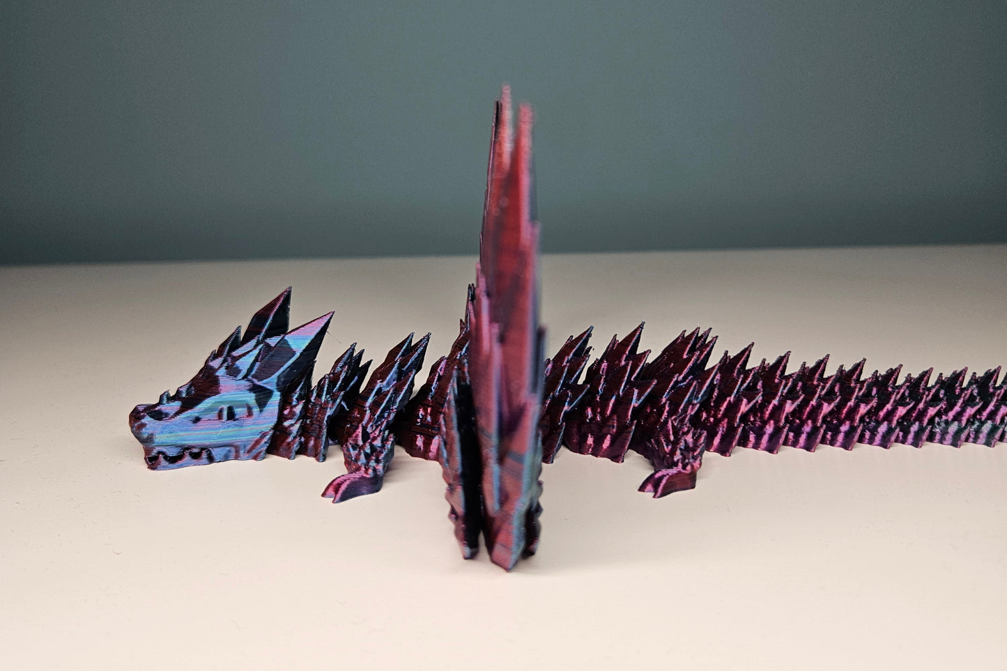25cm (10") 3D Printed Winged Dragon in Purple, Blue, Teal, Red by Flexymals.co.uk