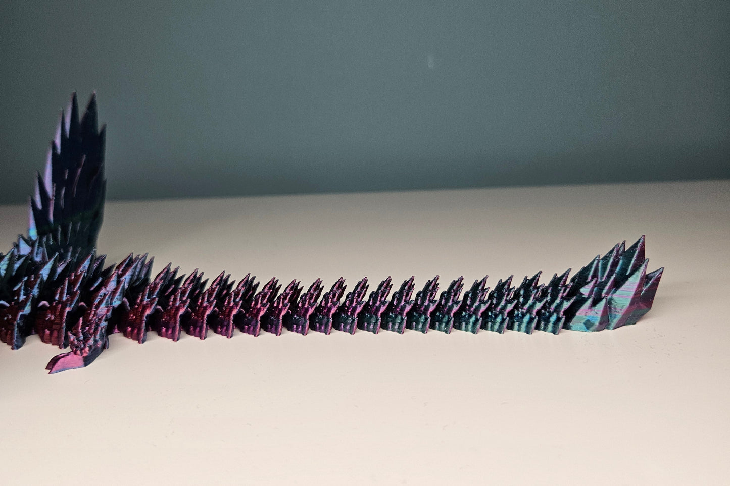 25cm (10") 3D Printed Winged Dragon in Purple, Blue, Teal, Red by Flexymals.co.uk