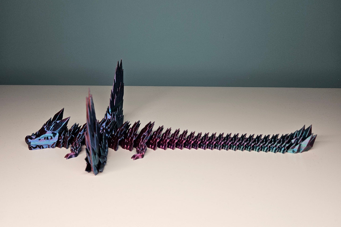 25cm (10") 3D Printed Winged Dragon in Purple, Blue, Teal, Red by Flexymals.co.uk