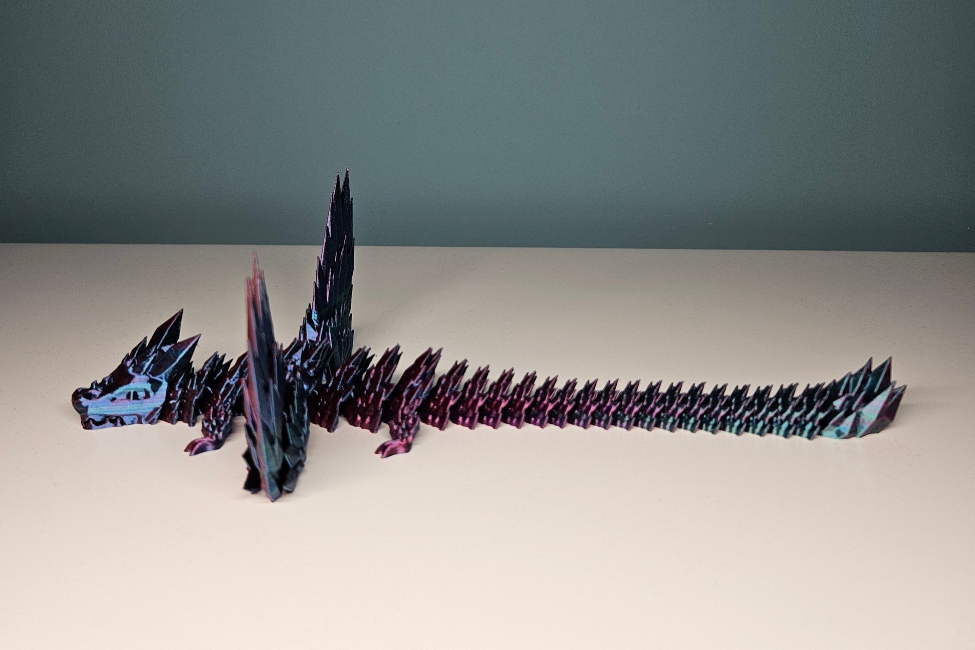 25cm (10") 3D Printed Winged Dragon in Purple, Blue, Teal, Red by Flexymals.co.uk