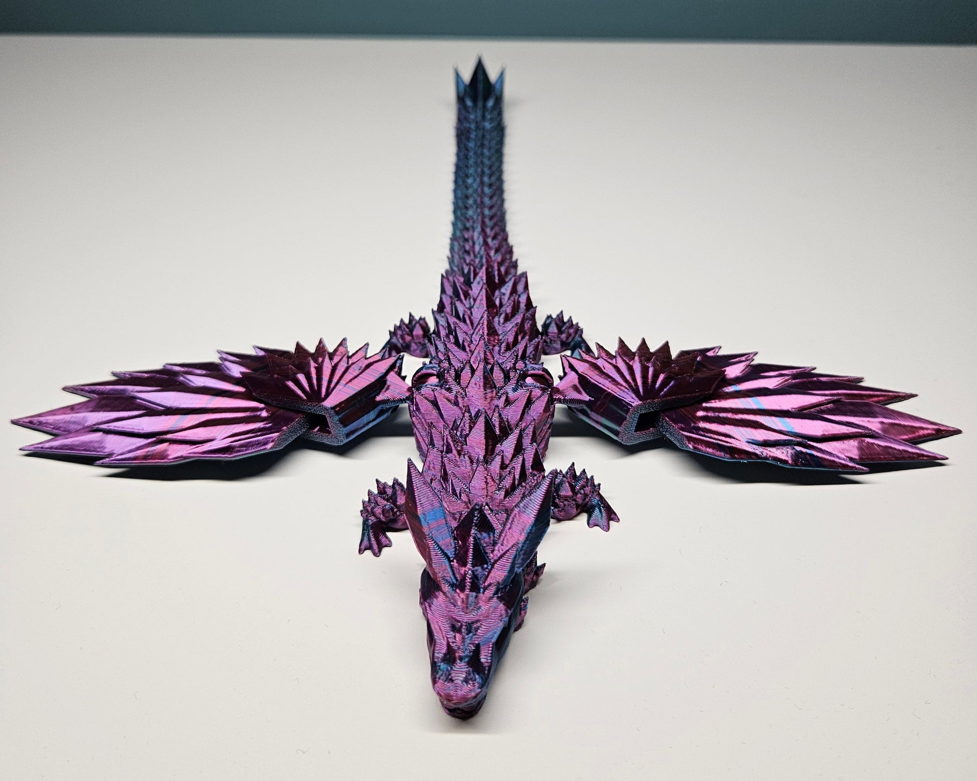 25cm (10") 3D Printed Winged Dragon in Purple, Blue, Teal, Red by Flexymals.co.uk