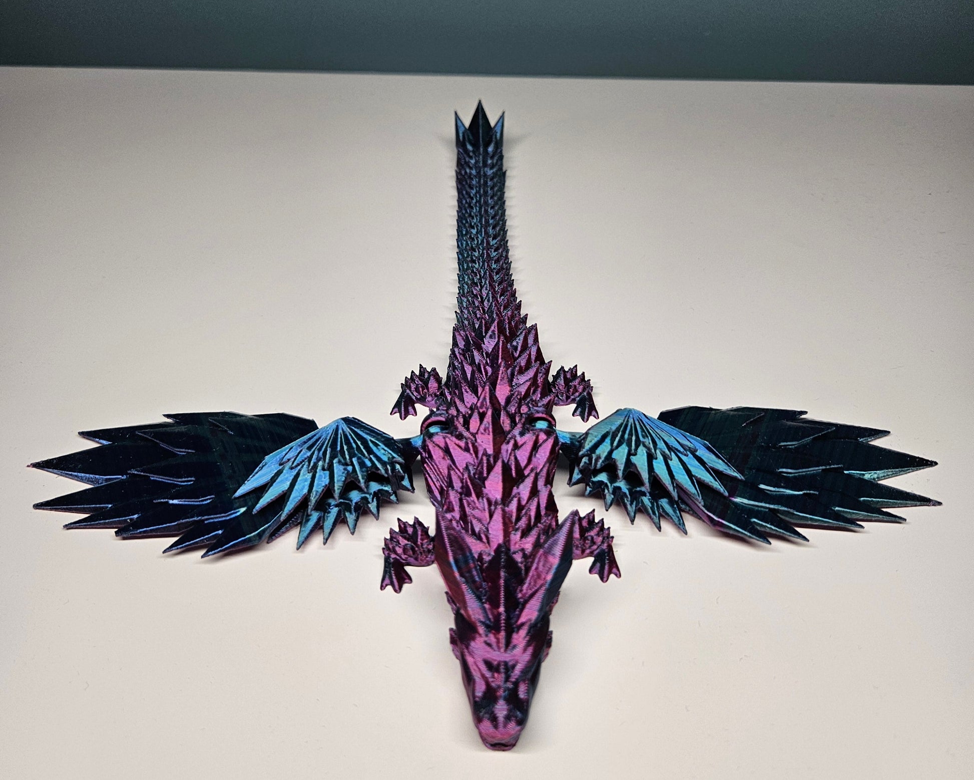 25cm (10") 3D Printed Winged Dragon in Purple, Blue, Teal, Red by Flexymals.co.uk