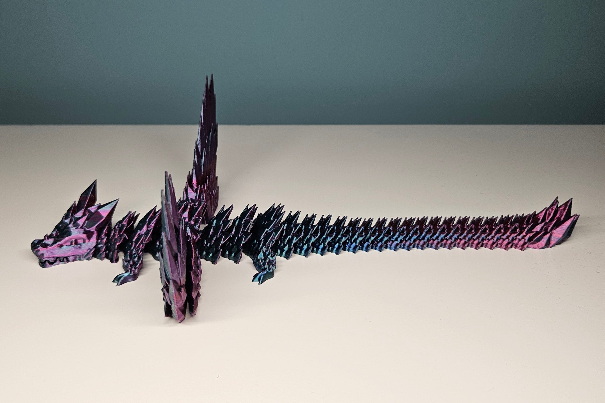 25cm (10") 3D Printed Winged Dragon in Red, Blue, Teal, Purple by Flexymals.co.uk