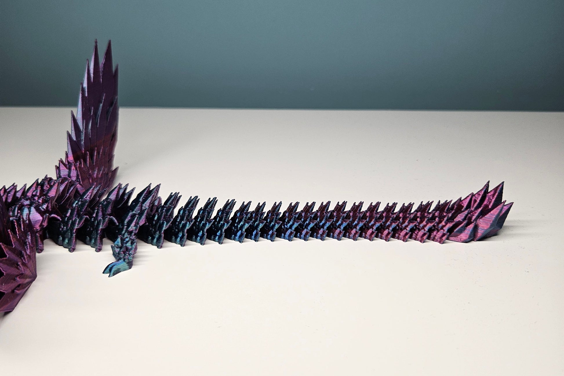 25cm (10") 3D Printed Winged Dragon in Red, Blue, Teal, Purple by Flexymals.co.uk
