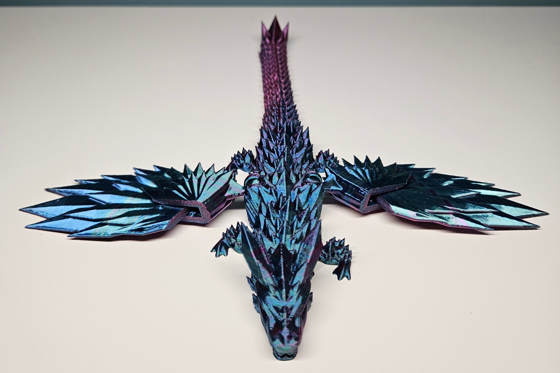 25cm (10") 3D Printed Winged Dragon in Red, Blue, Teal, Purple by Flexymals.co.uk