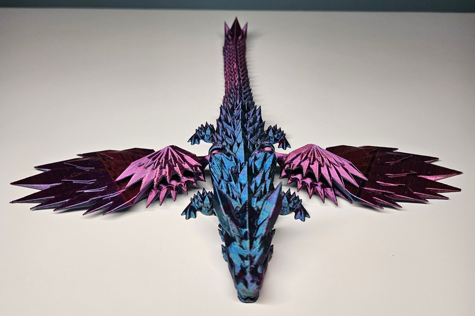 25cm (10") 3D Printed Winged Dragon in Red, Blue, Teal, Purple by Flexymals.co.uk