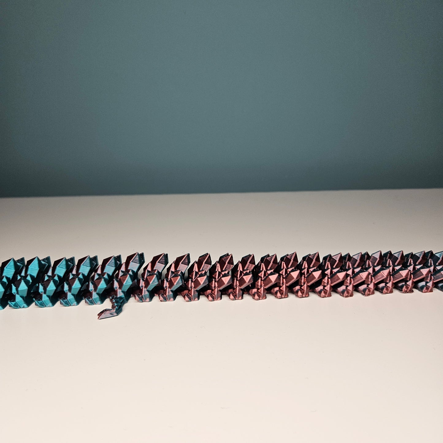 49cm 3D Printed Articulated Crystal Dragon & Egg in Teal & Red