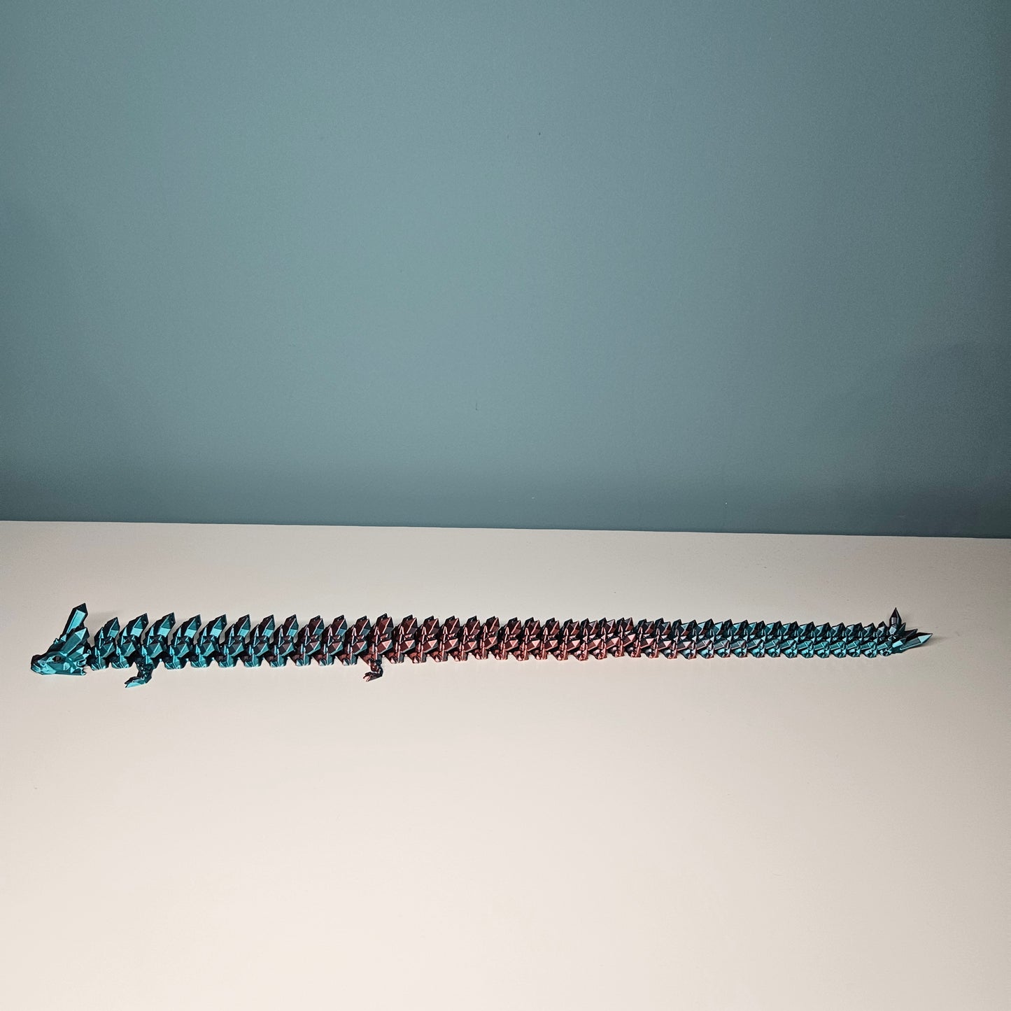 49cm 3D Printed Articulated Crystal Dragon & Egg in Teal & Red