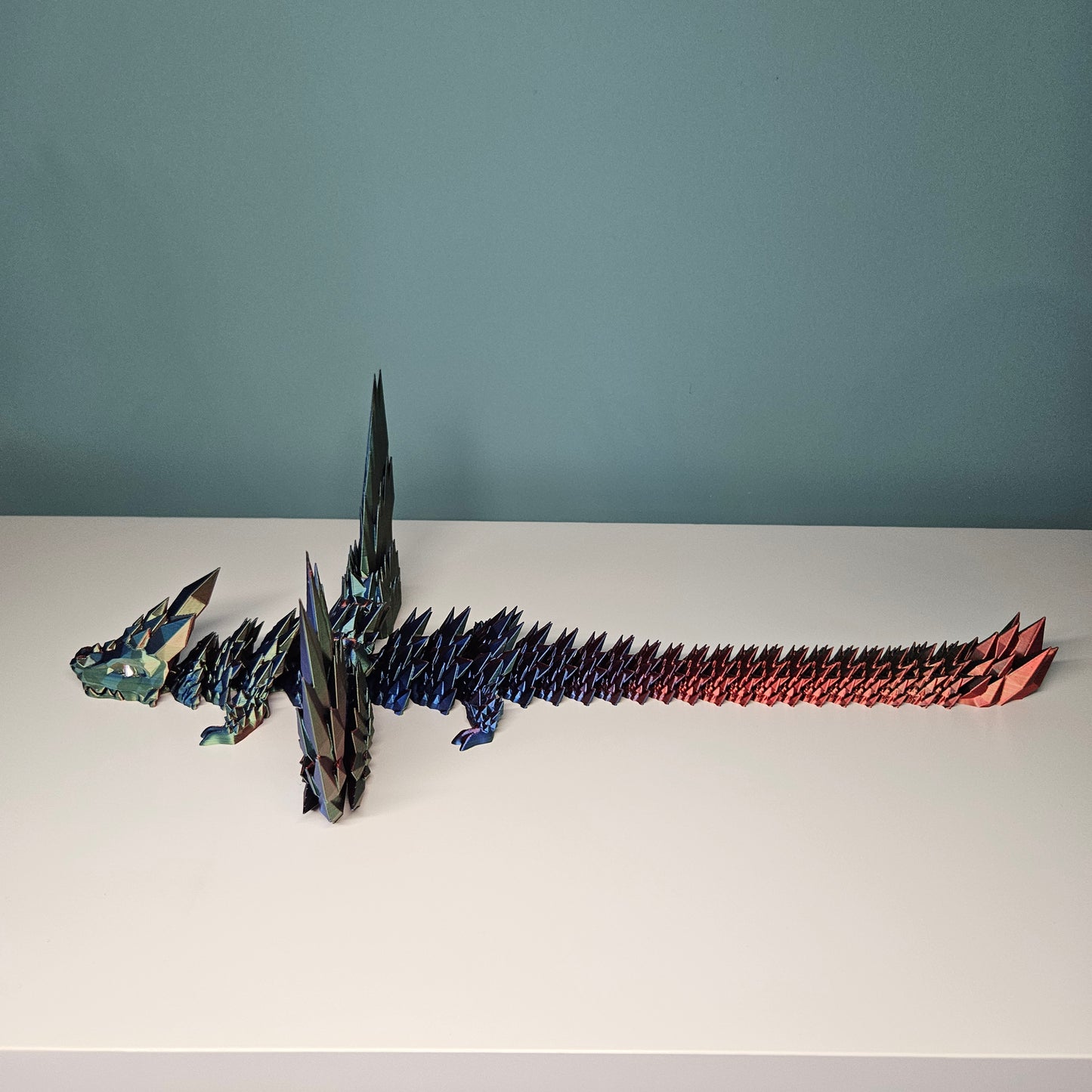 46cm (18") 3D Printed Winged Dragon in Blue, Red & Green by Flexymals.co.uk