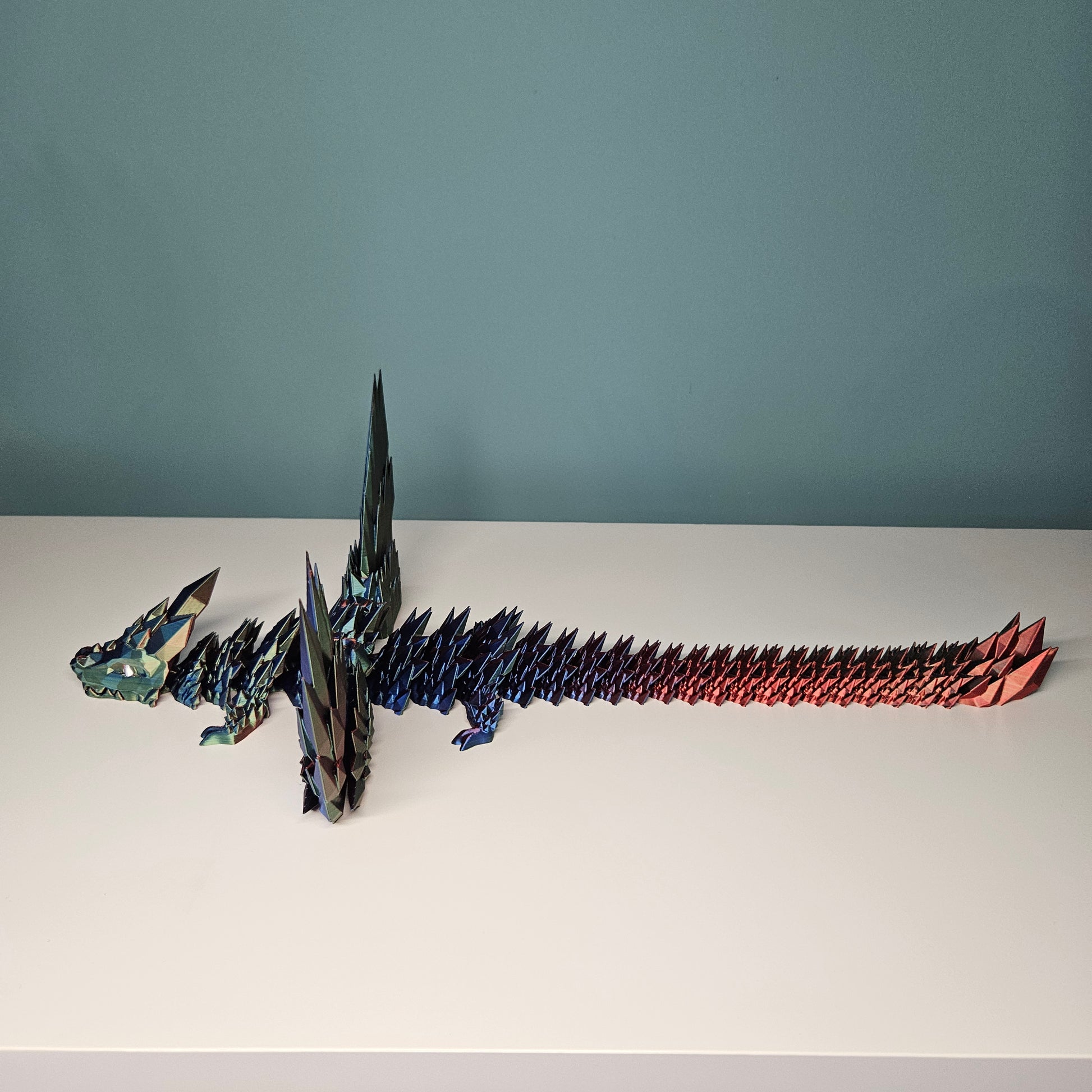 46cm (18") 3D Printed Winged Dragon in Blue, Red & Green by Flexymals.co.uk