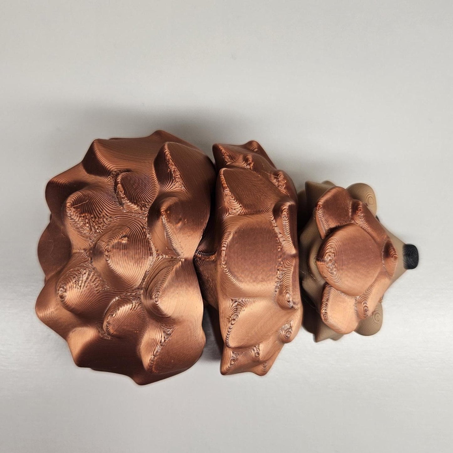 Medium Sized Flexible Hedgehog In Copper & Beige. Articulated Fidget Animal