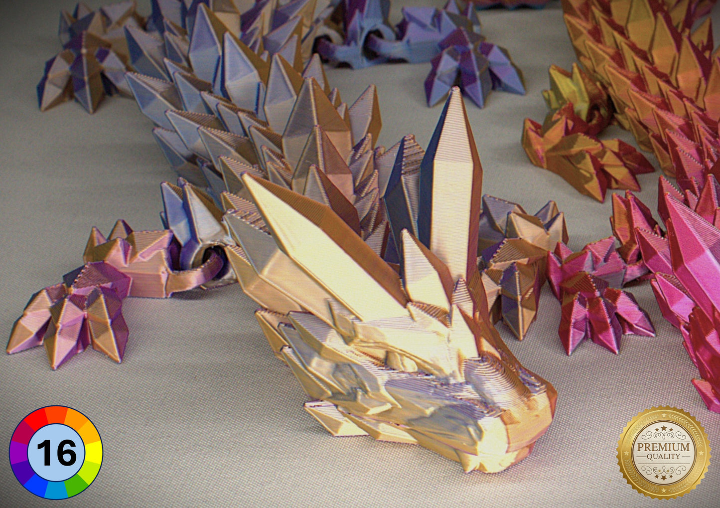 Articulated Crystal Dragon with Matching Crystal Egg: 3D Printed Premium Quality with Large Selection of Colours