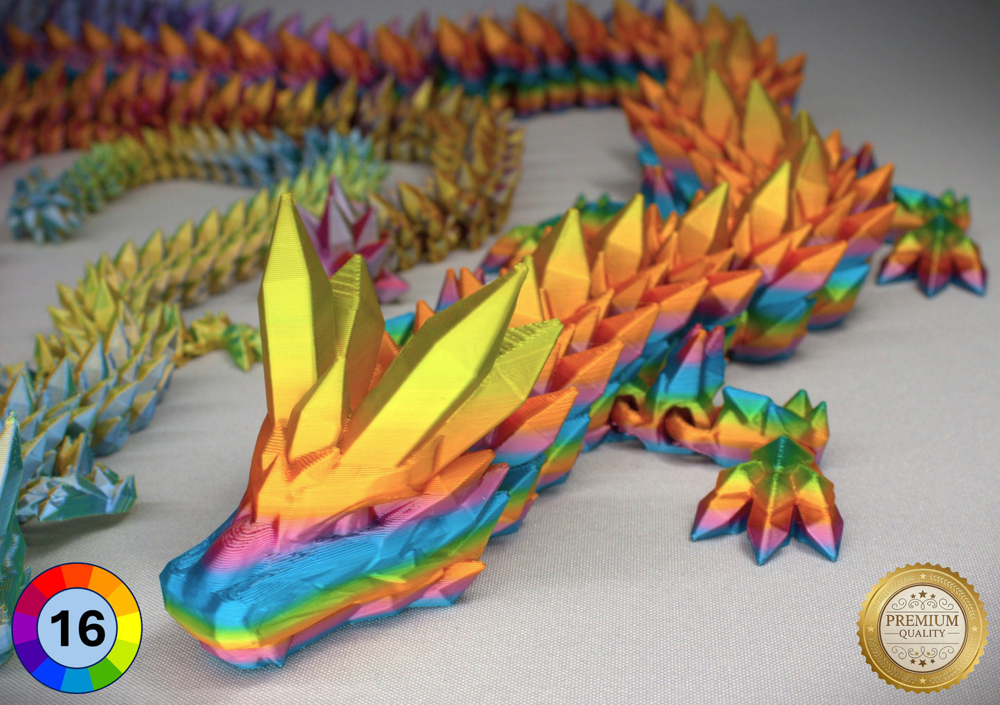 Articulated Crystal Dragon with Matching Crystal Egg: 3D Printed Premium Quality with Large Selection of Colours