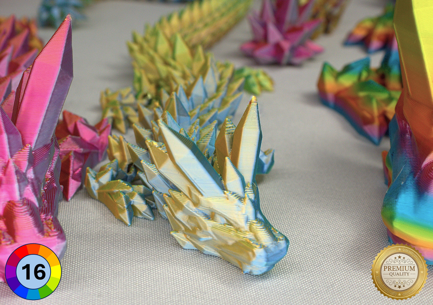 Articulated Crystal Dragon with Matching Crystal Egg: 3D Printed Premium Quality with Large Selection of Colours