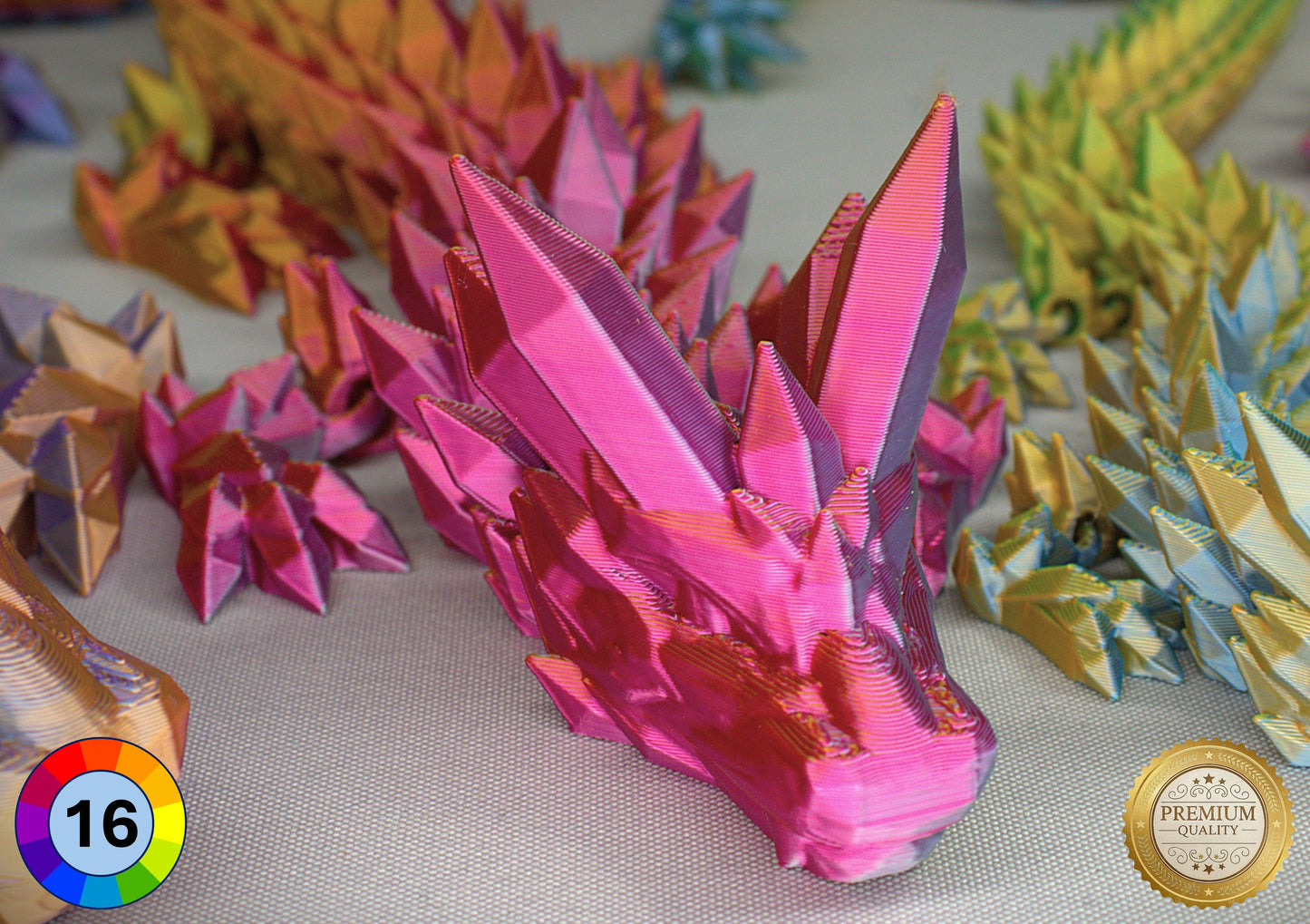 Articulated Crystal Dragon with Matching Crystal Egg: 3D Printed Premium Quality with Large Selection of Colours
