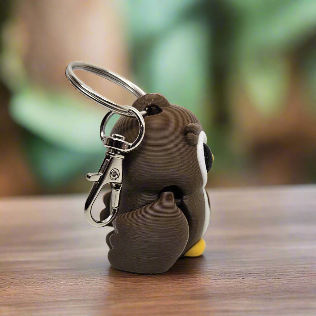 Owl Keyring / Key Chain in Brown and White. Articulated Fidget Animal by Flexymals.co.uk