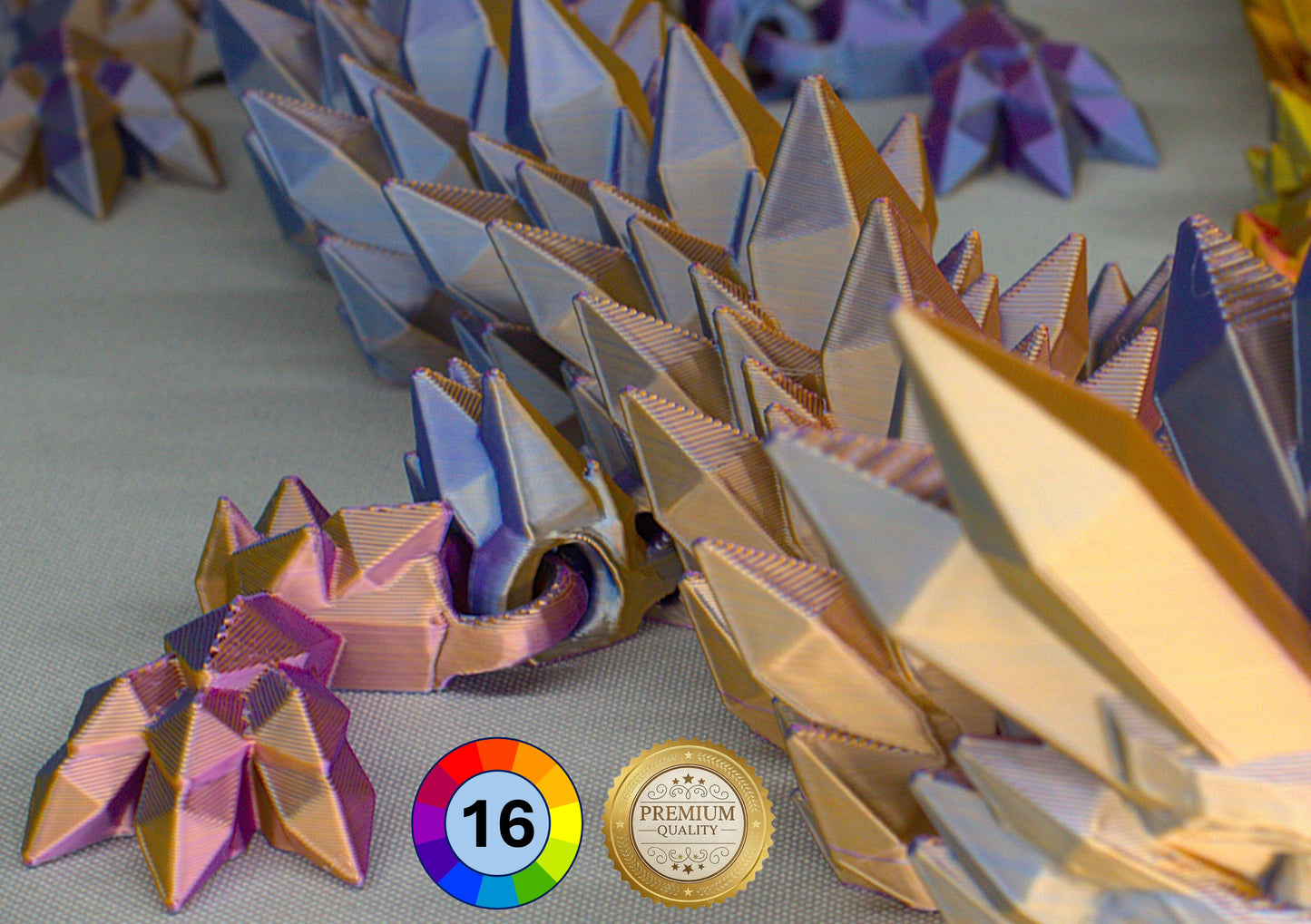 Articulated Crystal Dragon with Matching Crystal Egg: 3D Printed Premium Quality with Large Selection of Colours