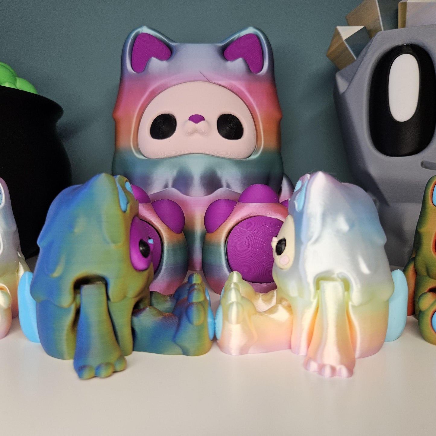 Large Yeti Figure with Flexible Joints in Candy Shine & Neon Matte. Woobu Koneko